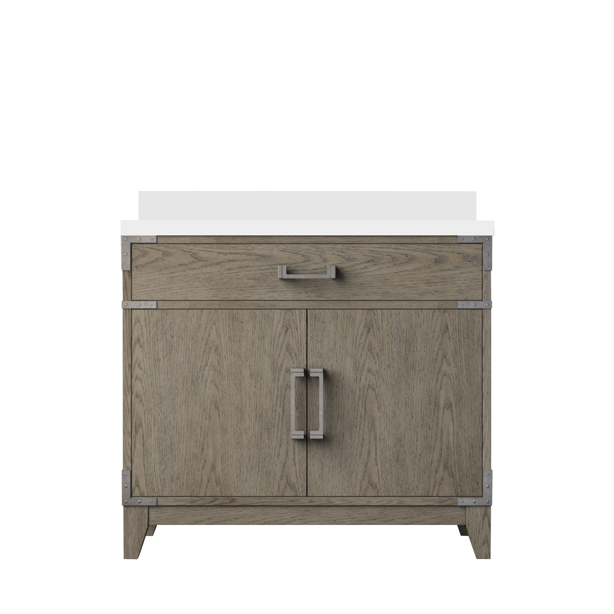 Lexora LVW36SR300 Wilton 36-in Grey Oak Undermount Single Sink Bathroom Vanity with White Cultured Marble Top
