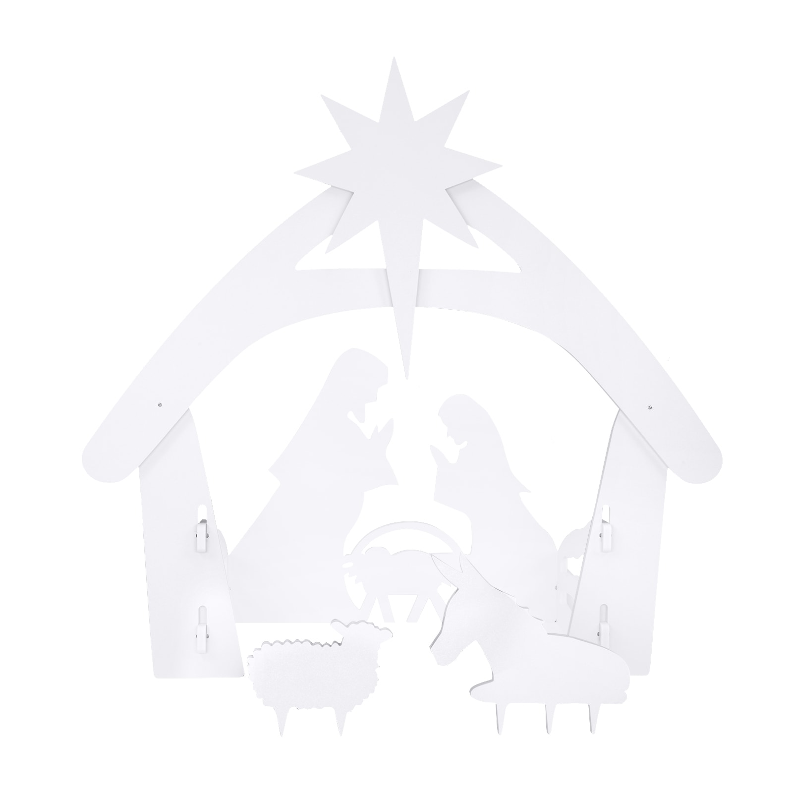 Bestcore Nativity Scene 46.46-in H Staked White PVC Silhouette Holy Family with Star Sheep and Donkey Outdoor Christmas Decoration #LW153BCSY0480