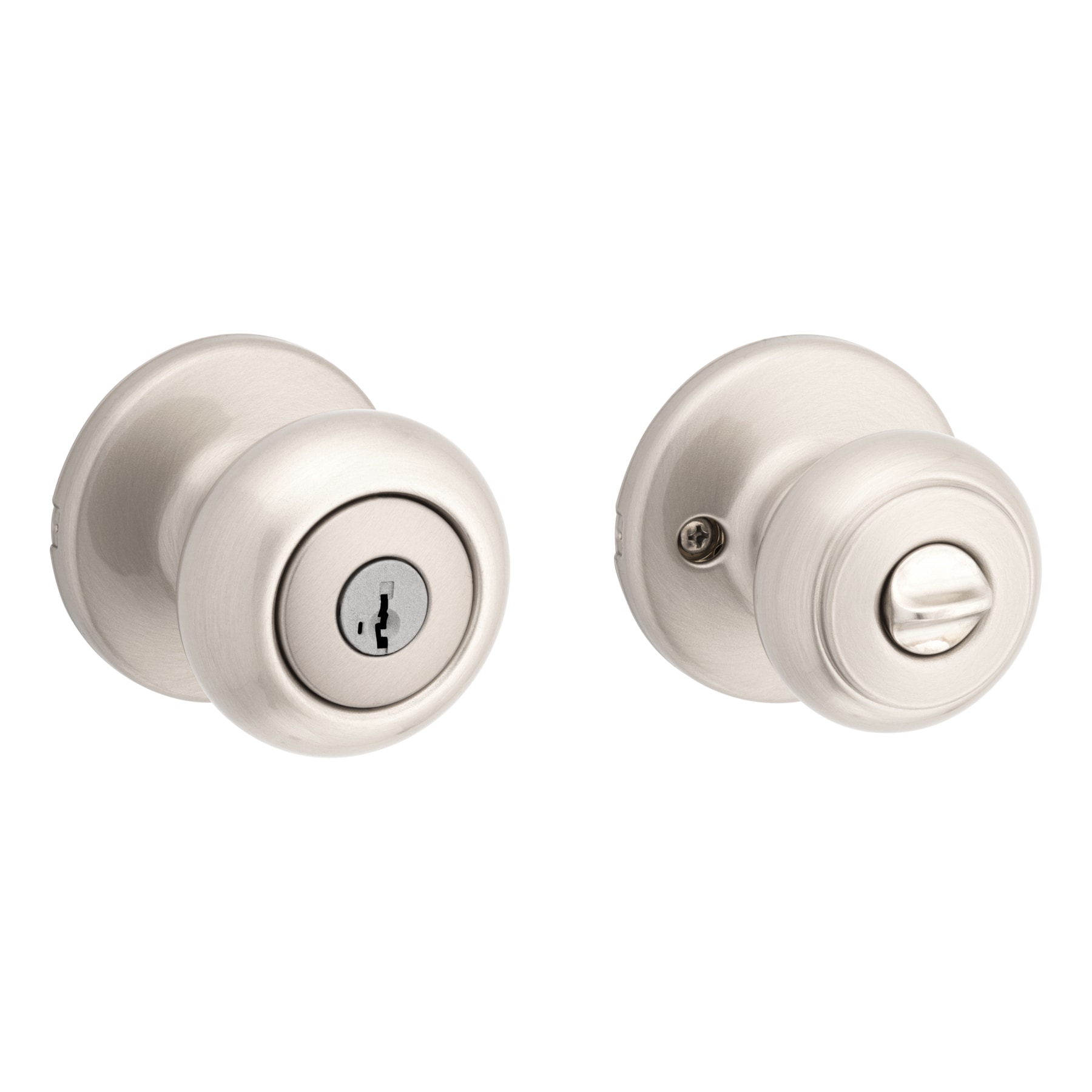 Kwikset Series Cove Satin Nickel Smartkey Exterior Keyed Entry Door Knob  with Antimicrobial Technology in the Door Knobs department at