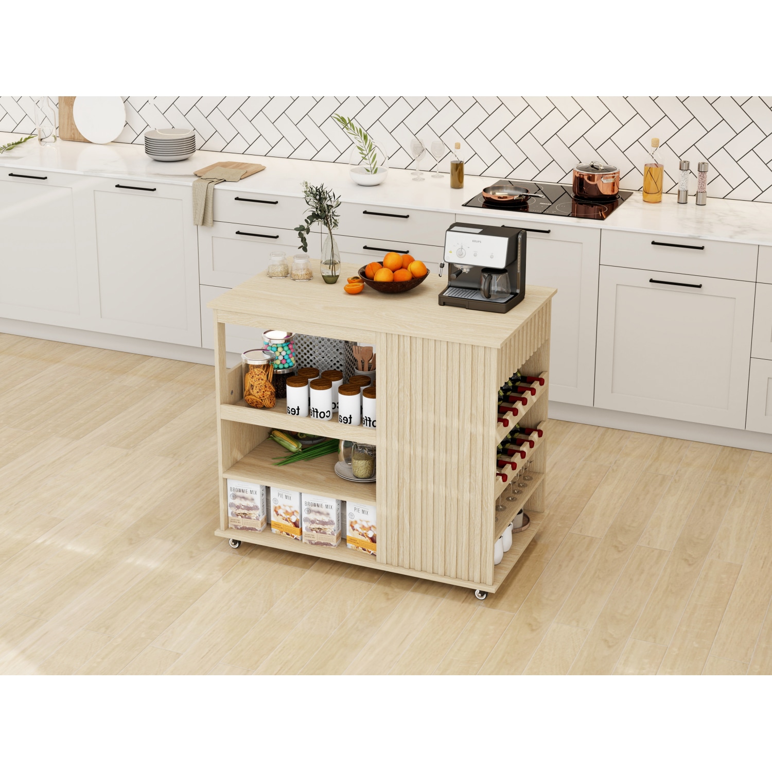 Streamdale Furniture Streamdale Rolling Kitchen Island Cart with ...