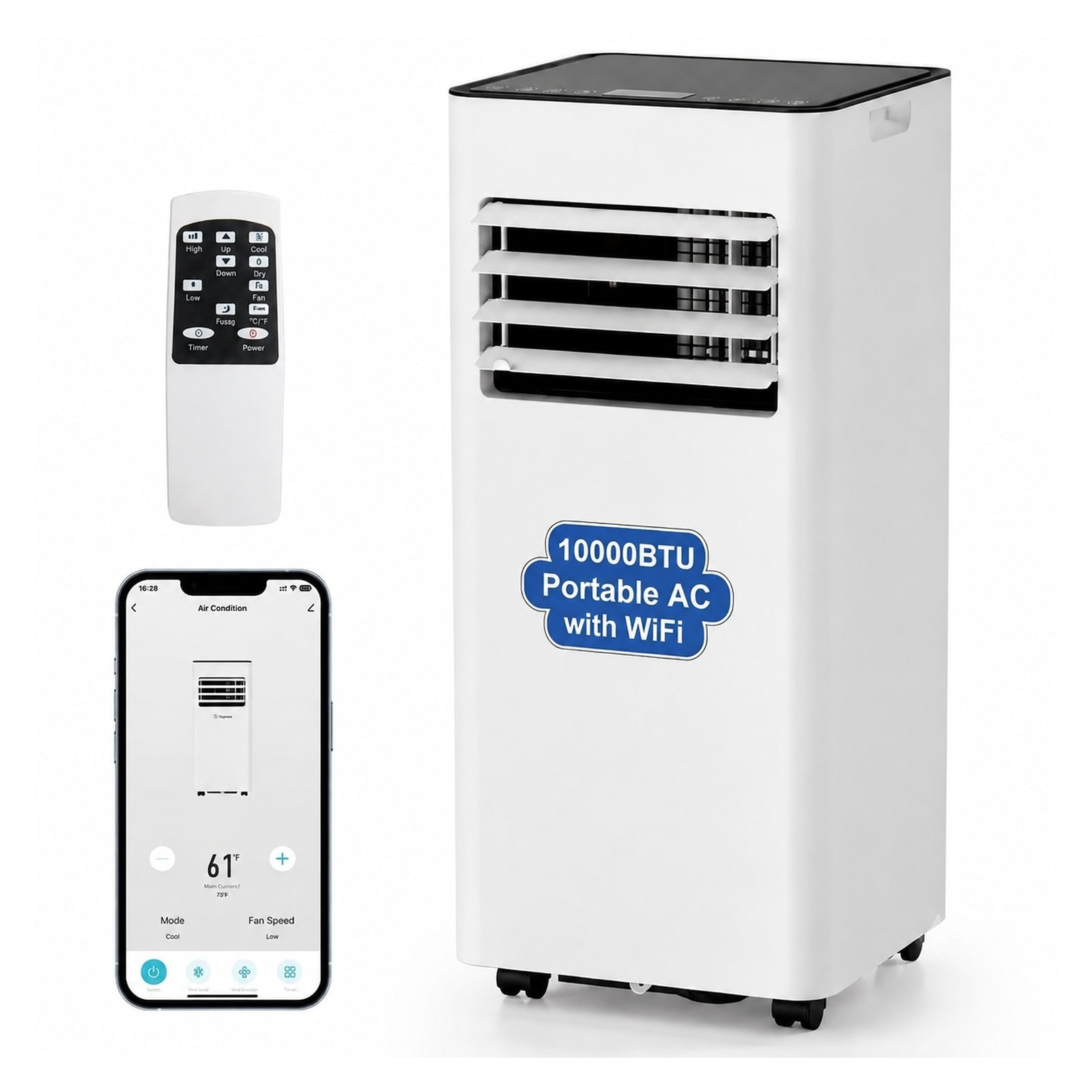 Lukvuzo  10000 BTU Portable Air Conditioner 3 in 1 Cooling Fan Dehumidifier with Remote Control Sleep Mode Child Lock and Timer for Room and