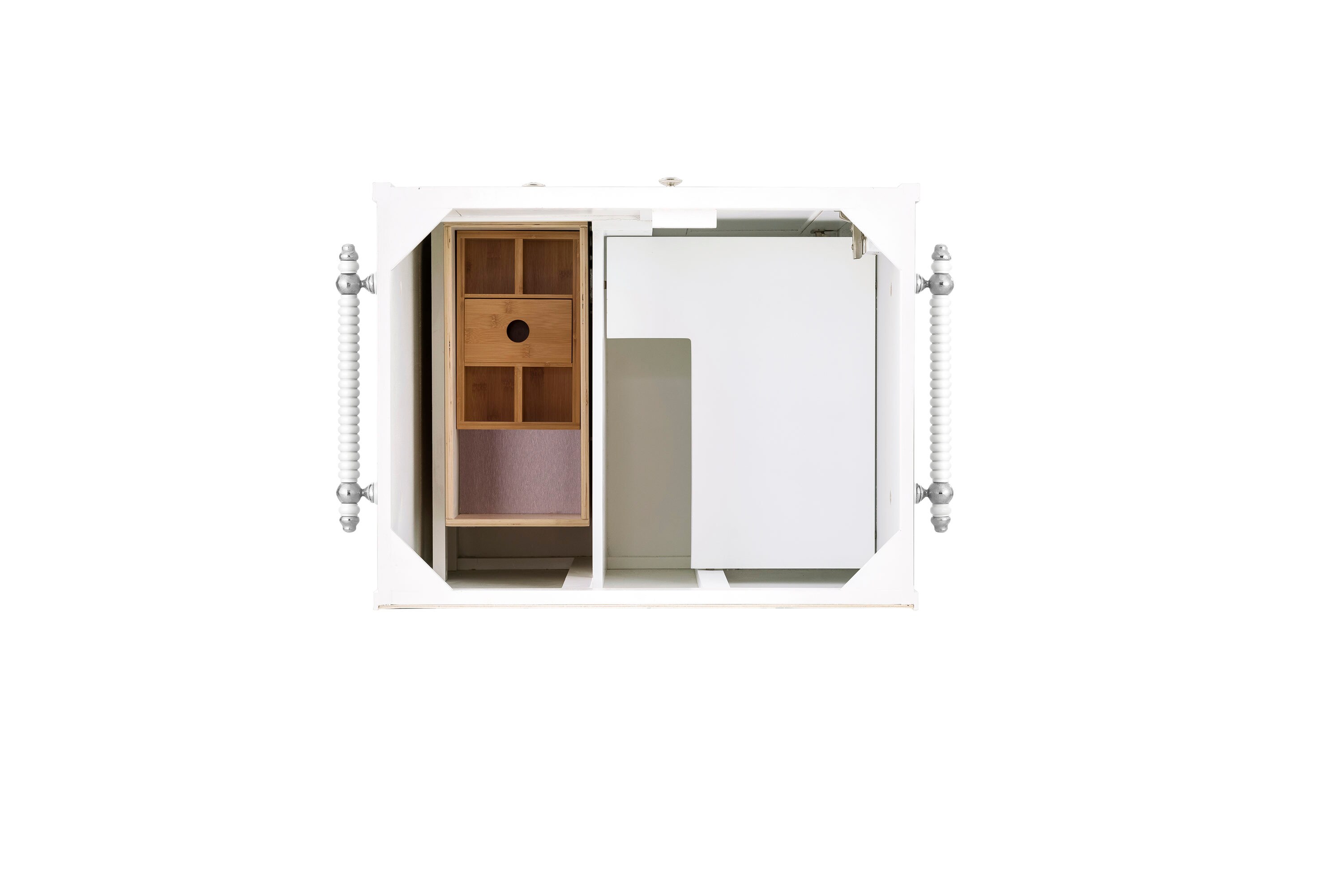 Bright White 34'' Solid Wood Freestanding Vanity with Porcelain Sink