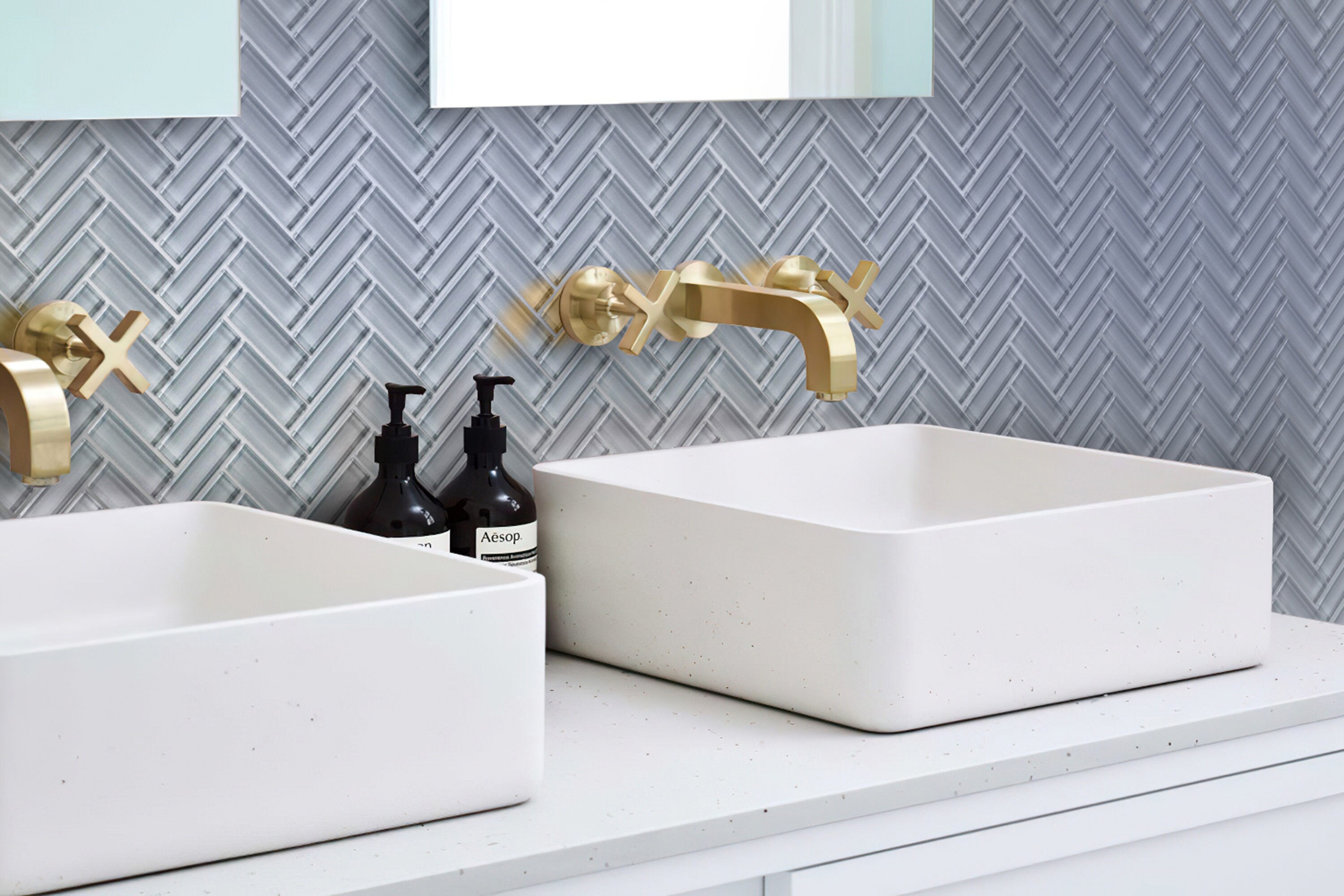 Apollo Tile (Sample) Colorway Anchor Gray 4-in x 4-in Glossy Glass Penny Round Mosaic Floor and Wall Tile