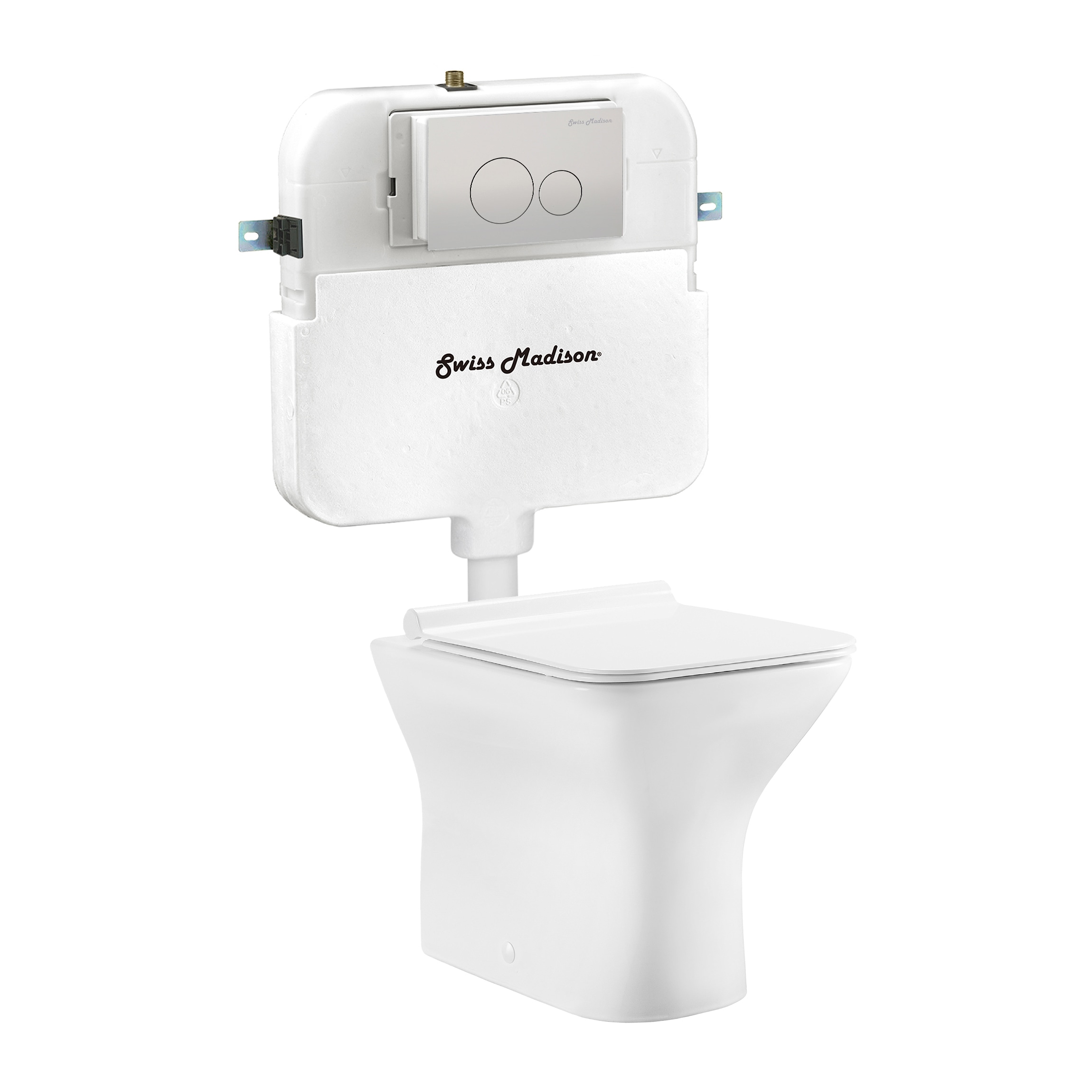 Swiss Madison SM-25-BFCHR05WH Charme Glossy White Square Standard height Toilet Bowl 7-in Rough-In