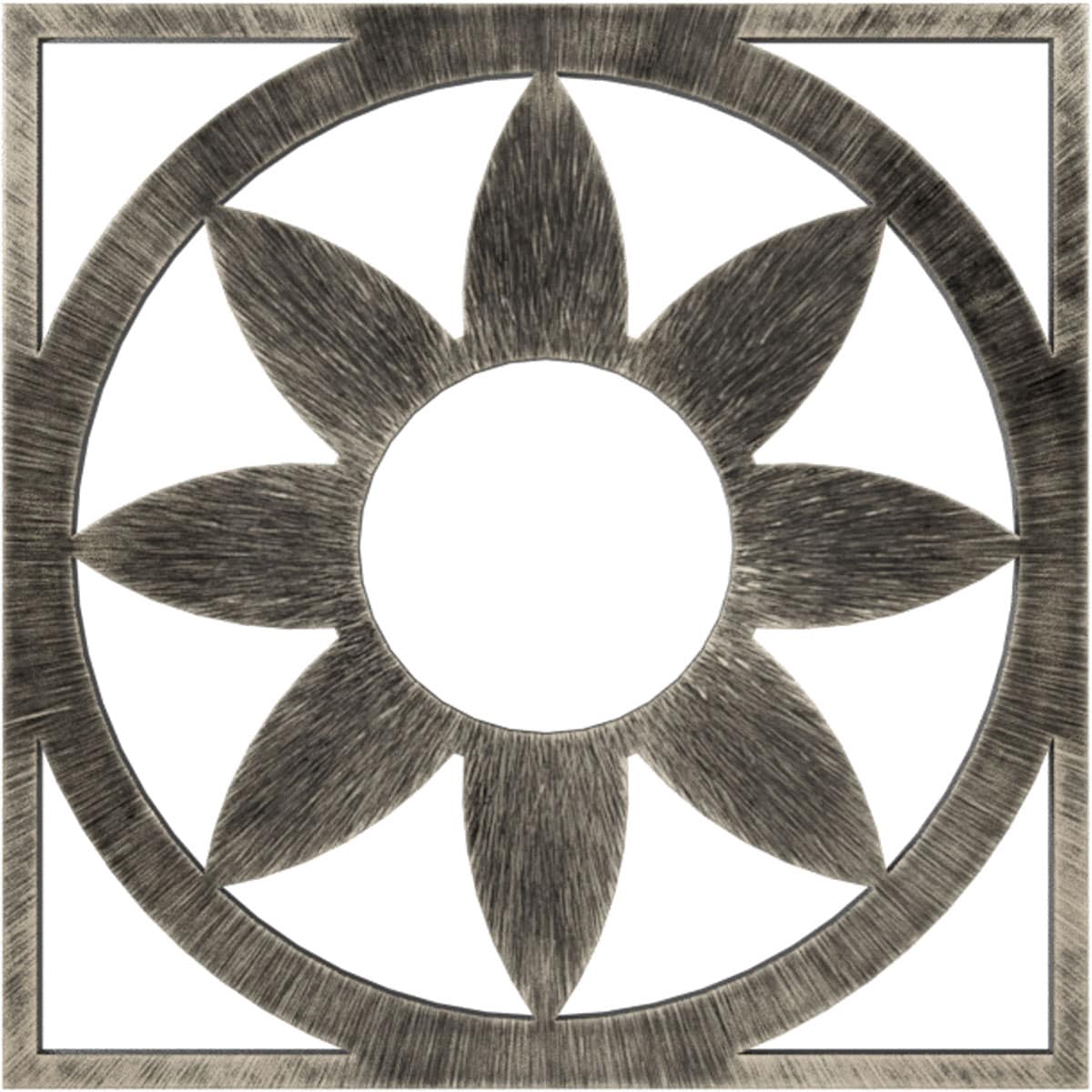 Ekena Millwork CMPP30BLAWS Blume 30-in W x 30-in L Contemporary Painted Antiqued Warm Silver PVC Whole Ceiling Medallion