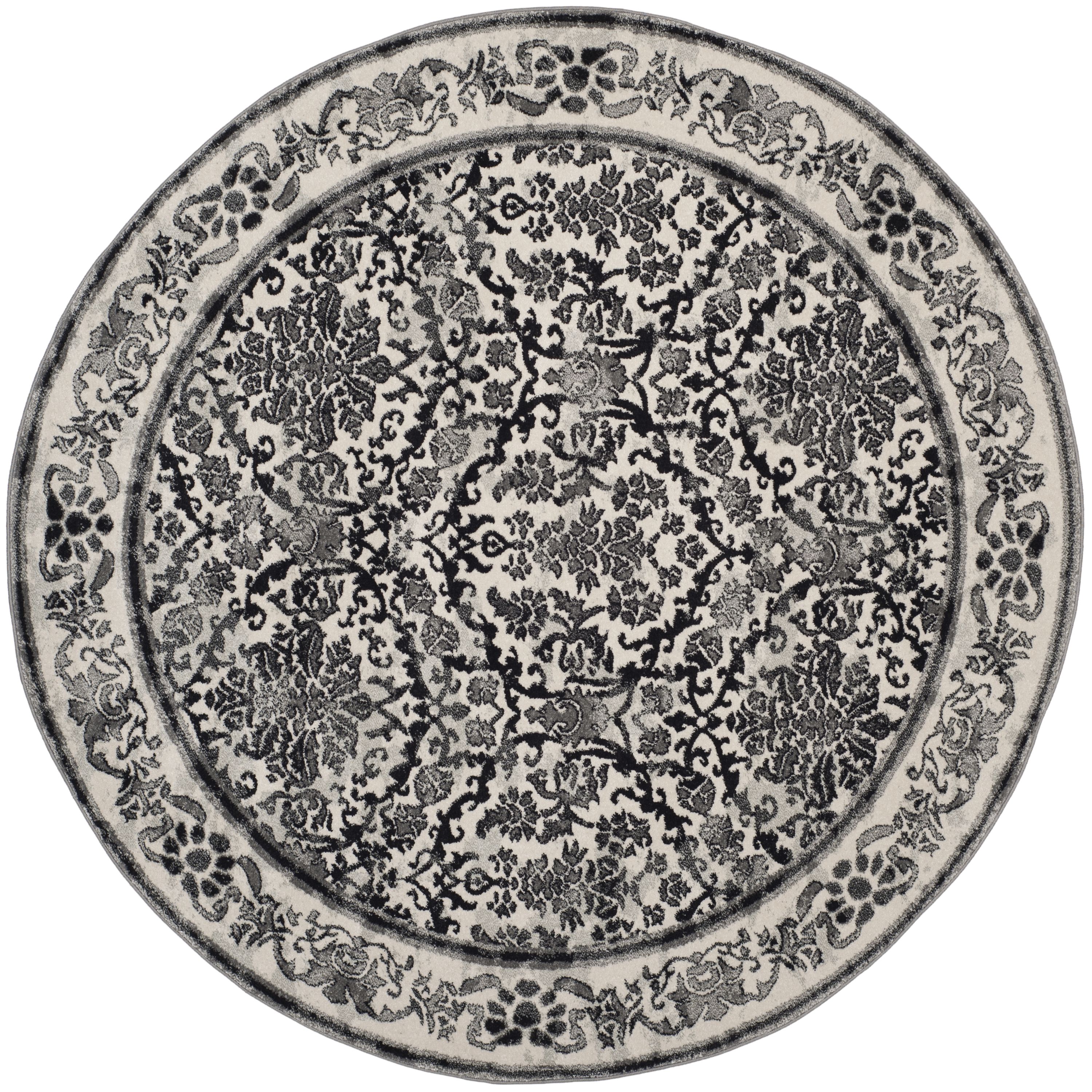Safavieh EVK242D-7R Evoke Penny 7 x 7 (ft) Loomed Synthetic Ivory/Gray Round Indoor Floral/Botanical Oriental Area rug