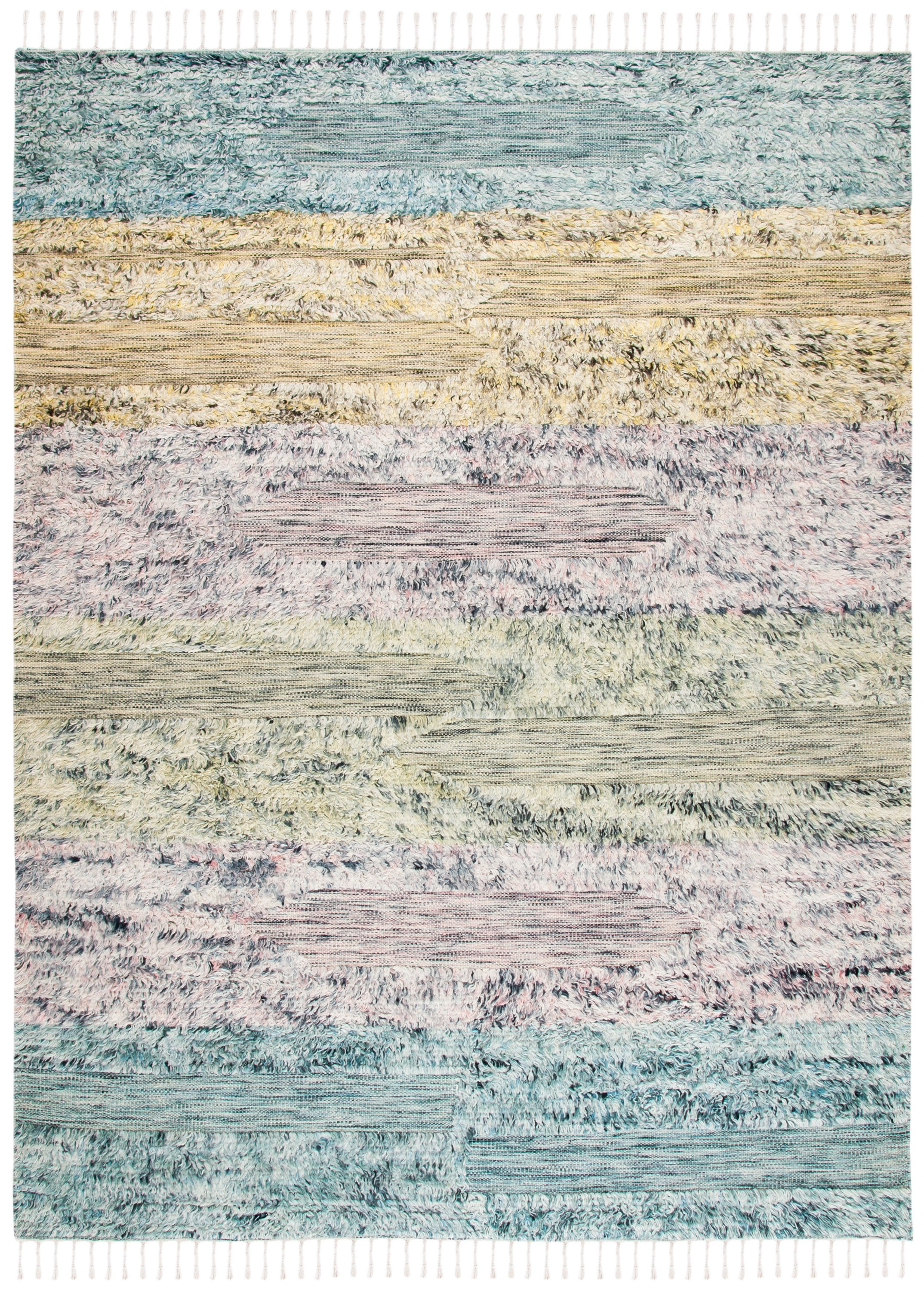 Colorful 5' x 8' Hand-Tufted Wool Shag Area Rug