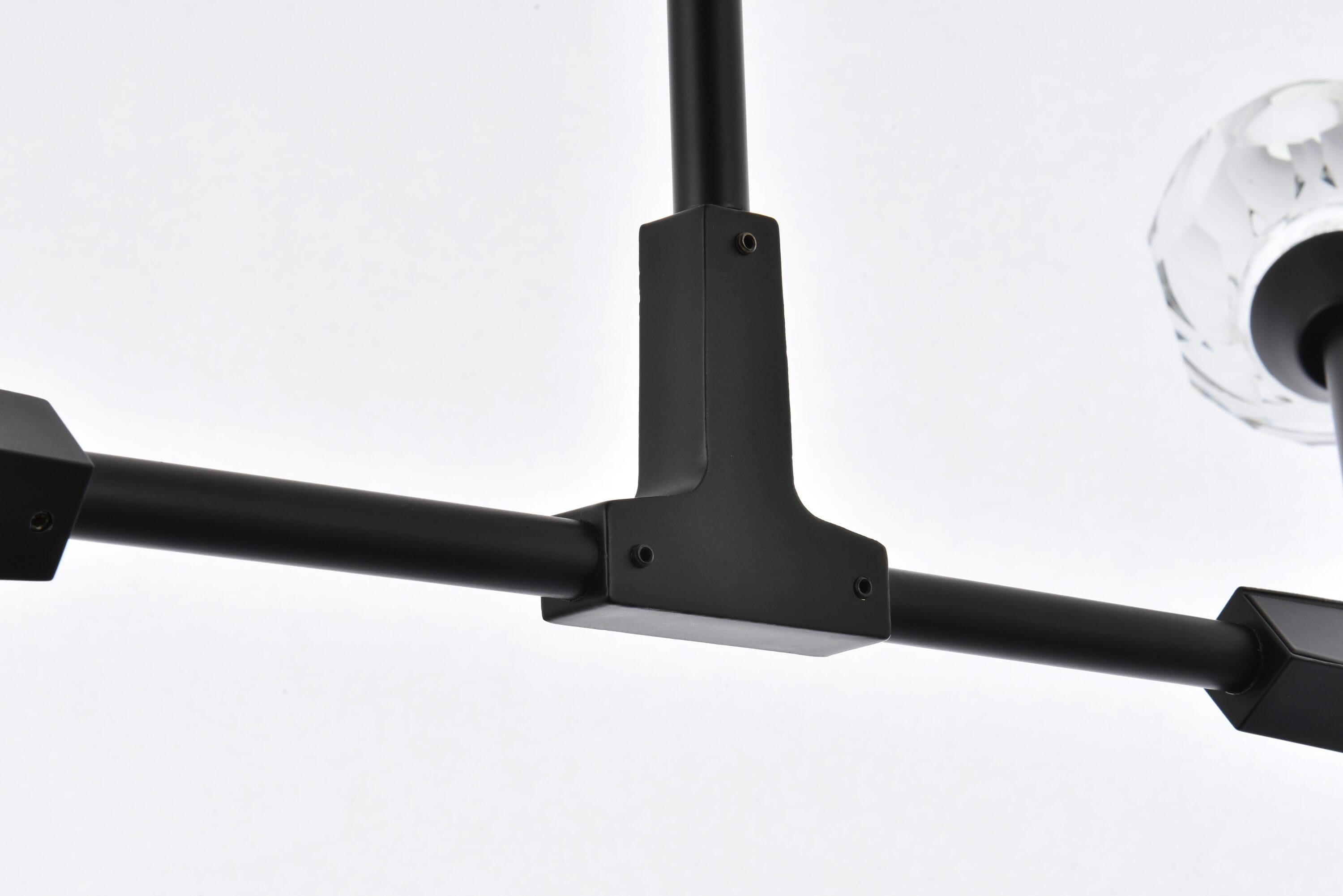 Modern Black Iron and Crystal 6-Light Pendant