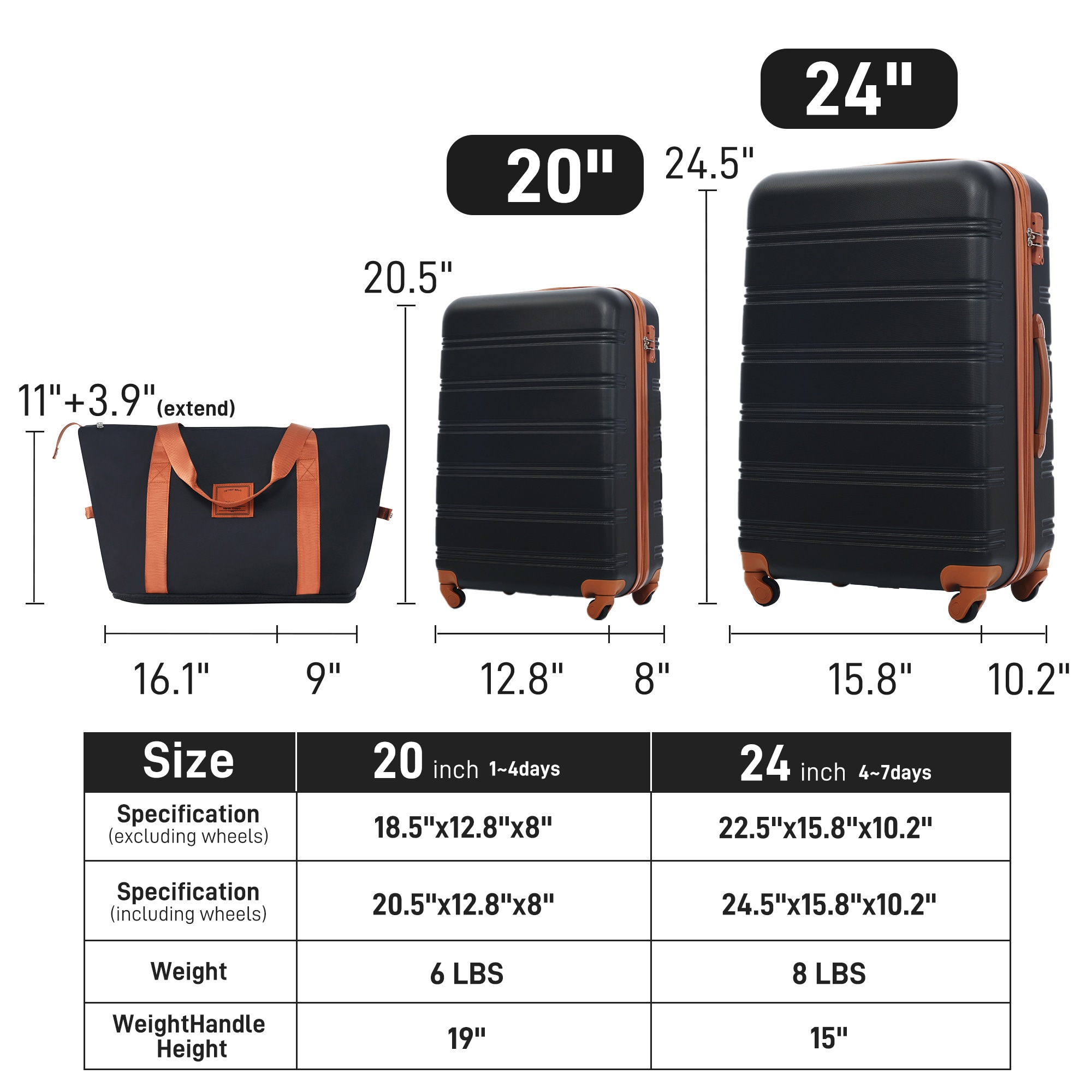 SINOFURN SYD9200001BK Luggage-And-Luggage-Sets - View #2