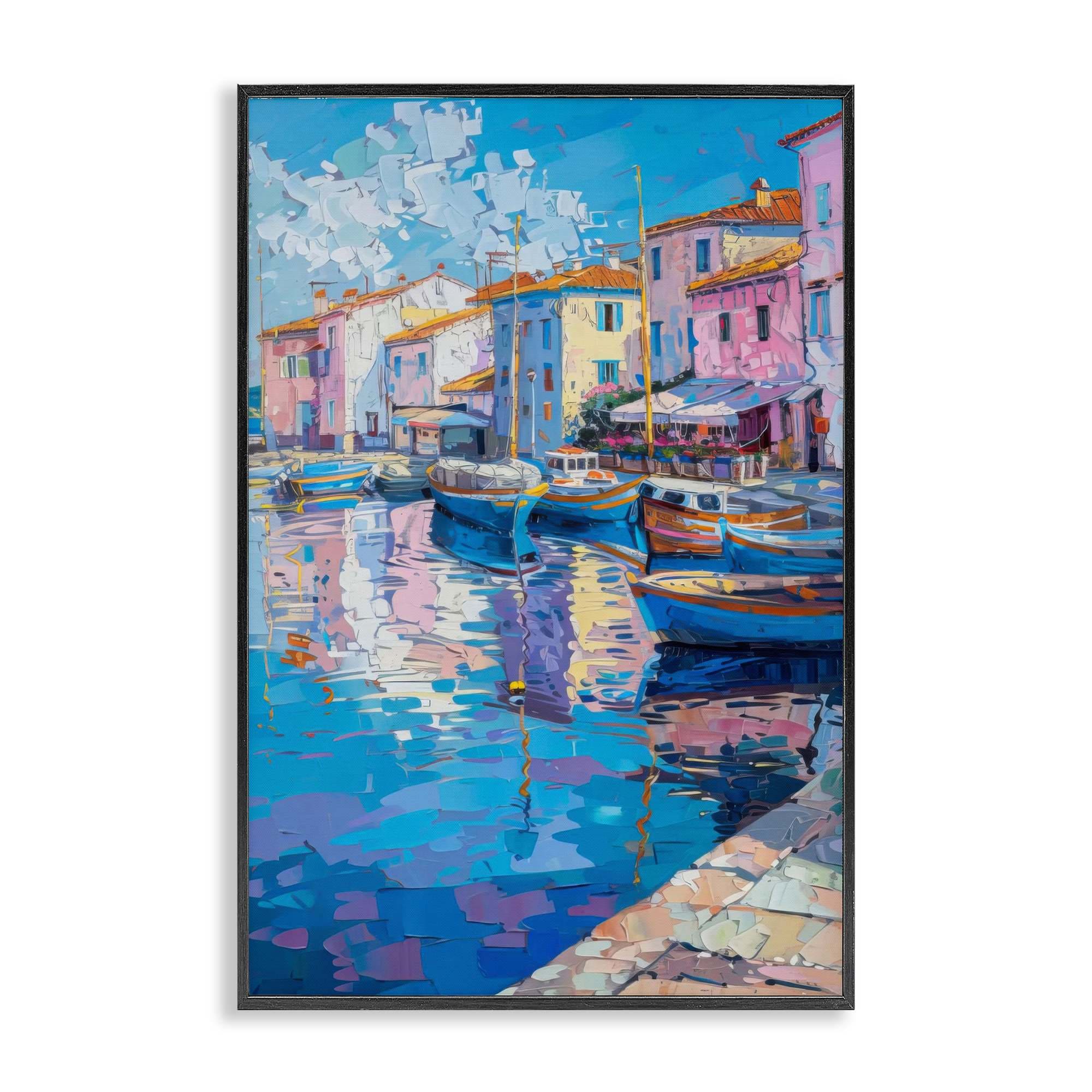 Stupell Industries BT-731-FR-12X18 Abstract Harbor Reflection Framed Giclee design by LSR Design Studio