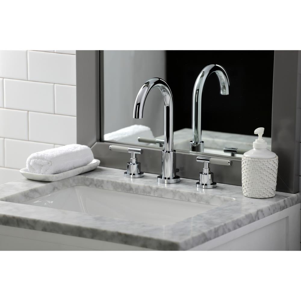 Kingston Brass Kaiser Polished Chrome Widespread 2-handle Bathroom Sink  Faucet with Drain in the Bathroom Sink Faucets department at