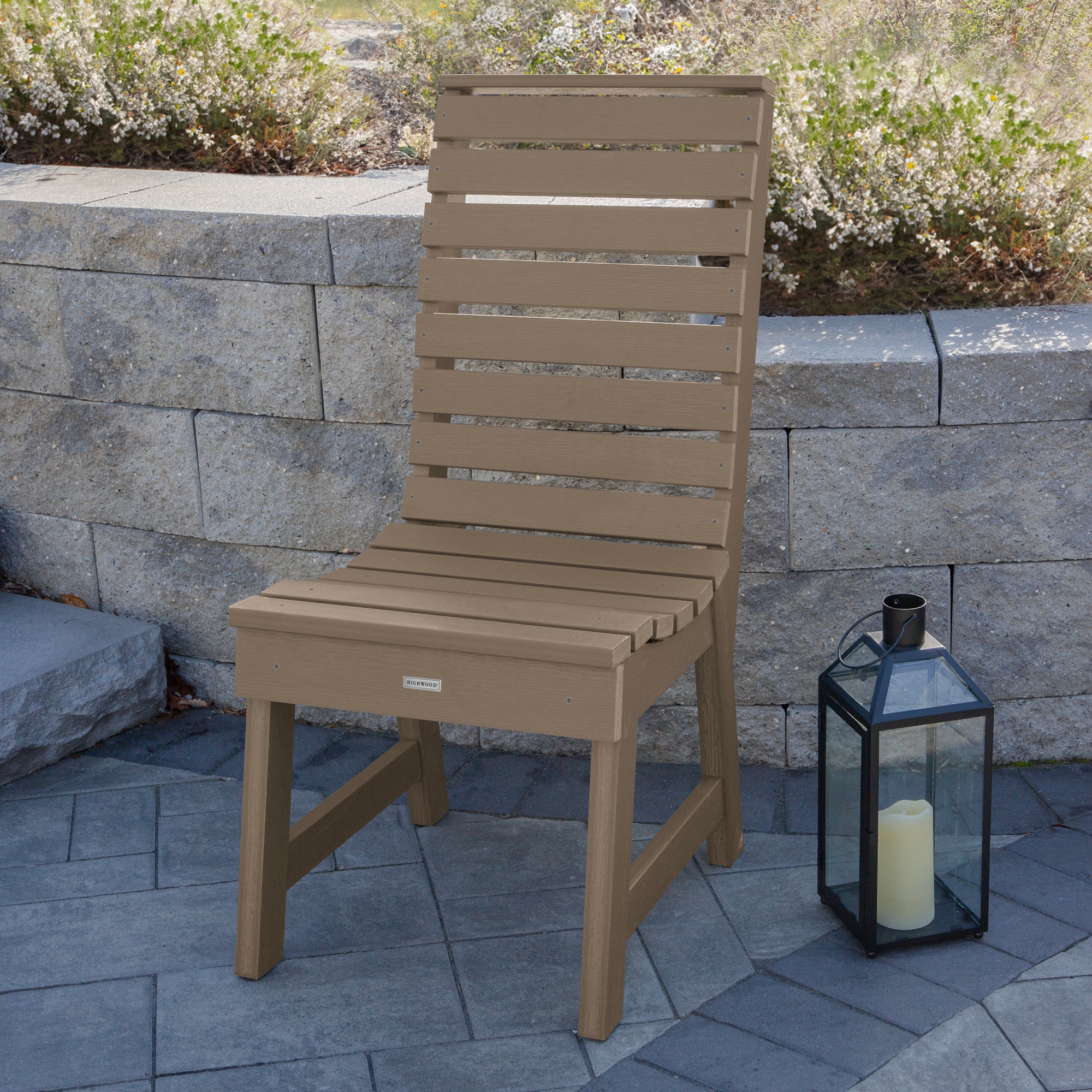 highwood - Weatherly Woodland Brown Poly-lumber Frame Stationary Dining Chair with Slat Seat