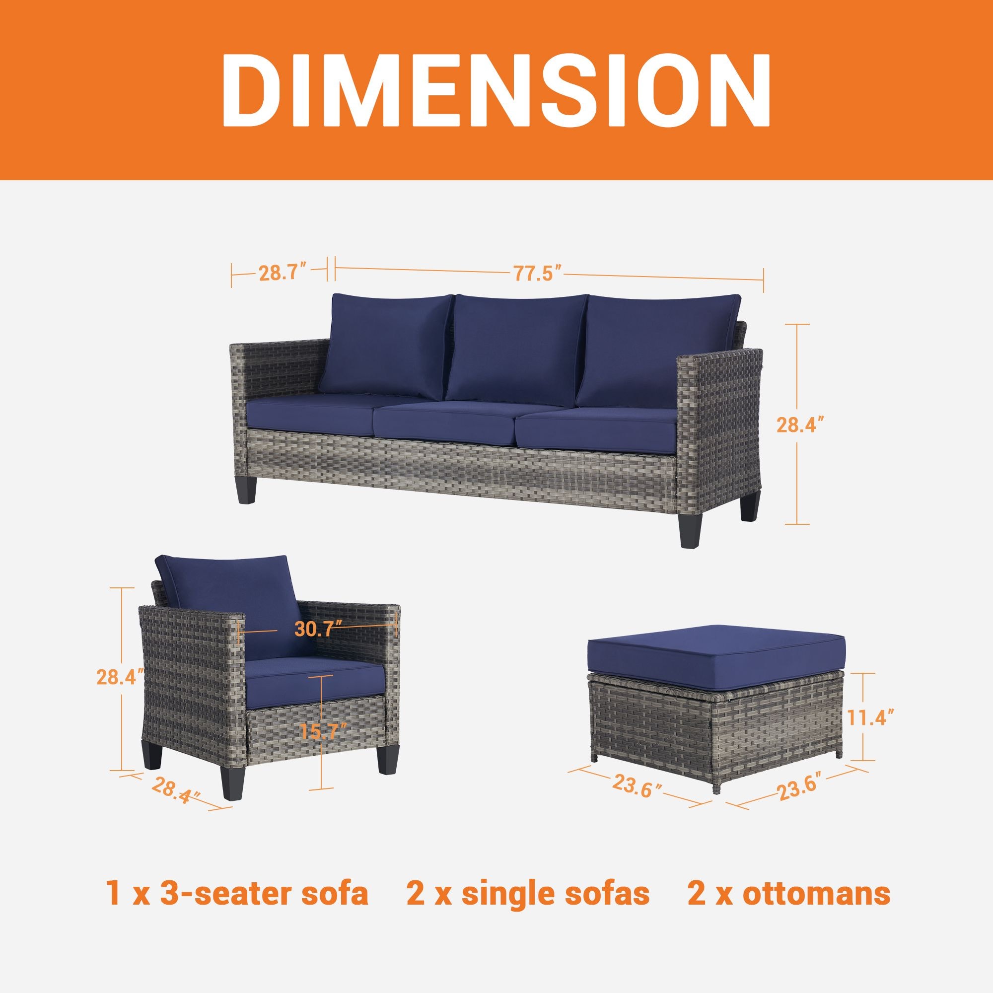 SANSTAR L-WS8911BU-V1 Patio-Conversation-Sets - View #2