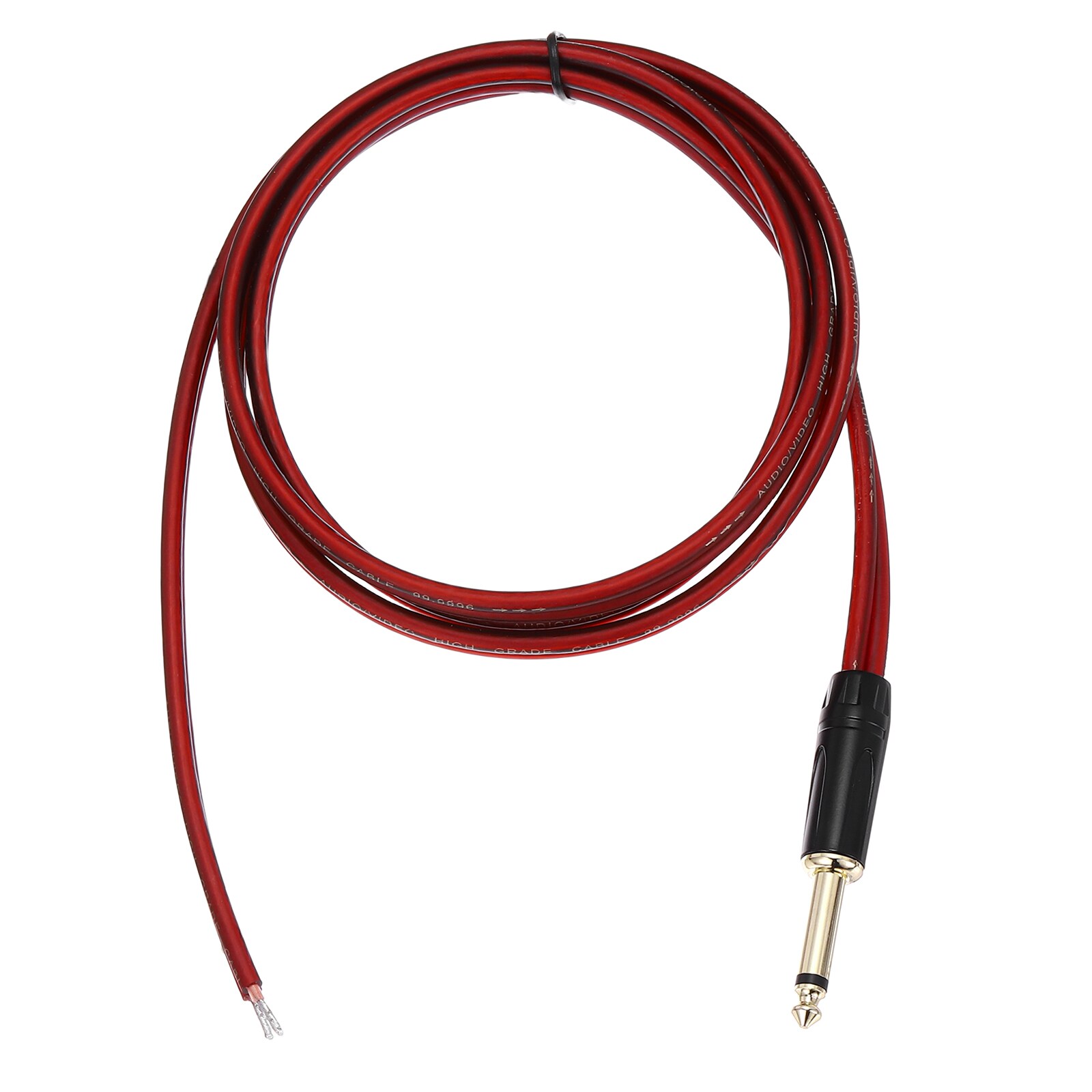 Unique Bargains TS Mono Plug to Bare Wire Open End Speaker Cable 4.9ft (1.5 Meter) 14AWG Gold Plated TS Mono Plug Cable for Speaker Guitar Scanner Audio Equipment