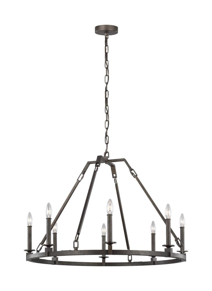 Smith Steel 8-Light Industrial Wagon Wheel Chandelier
