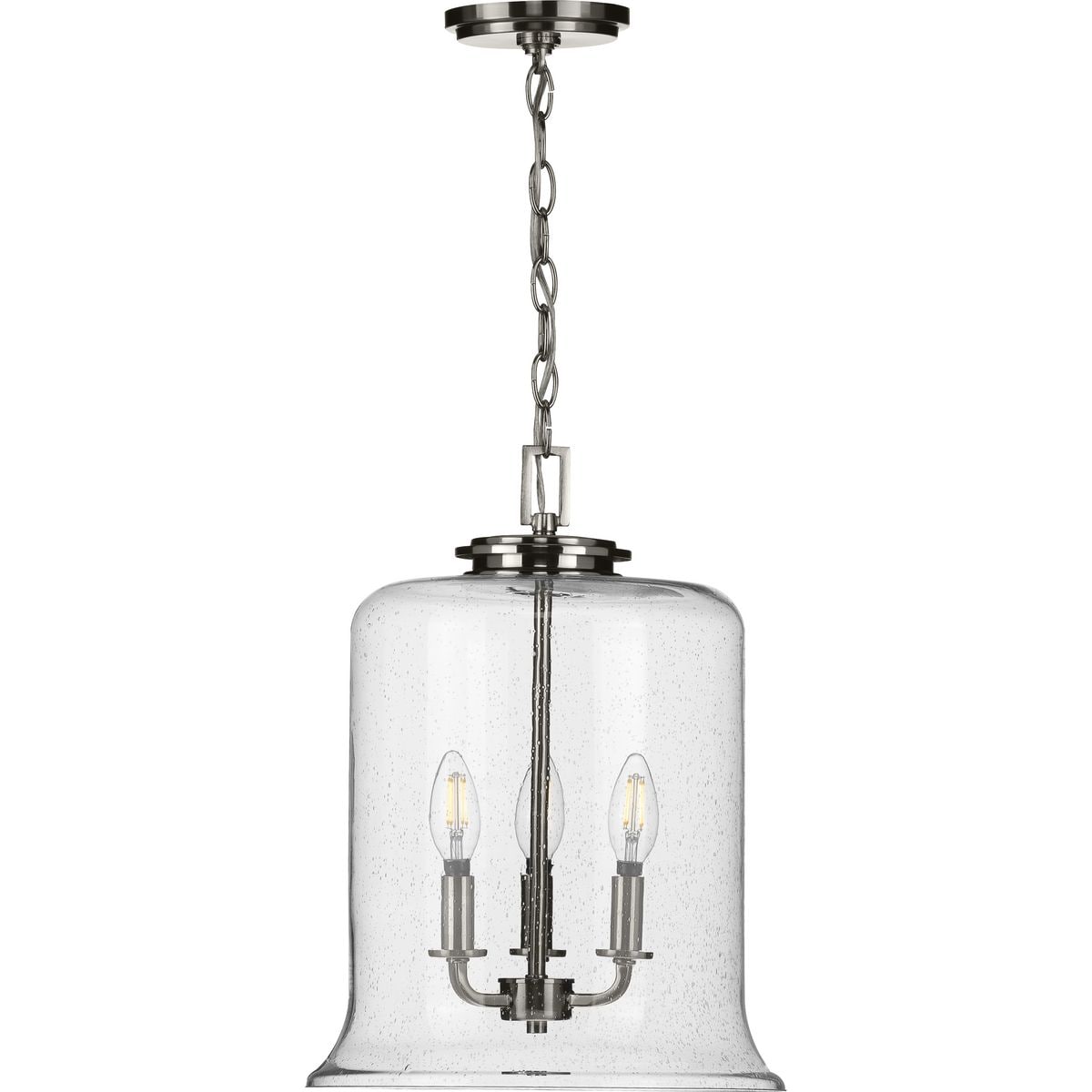 Winslett Brushed Nickel 17" Pendant with Seeded Glass Shade
