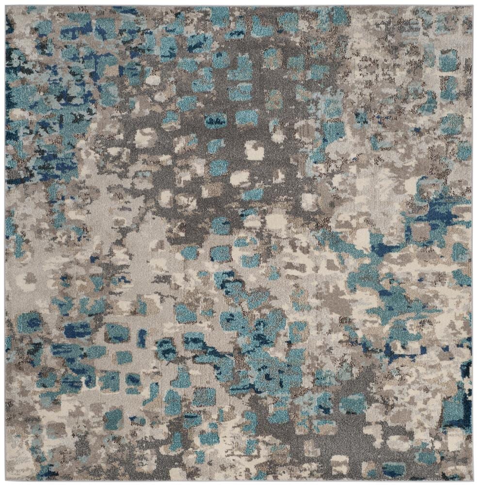 Safavieh MNC225E-5SQ Monaco Gogh 5 x 5 (ft) Loomed Polypropylene Gray/Light Blue Square Indoor Abstract Bohemian/Eclectic Area rug