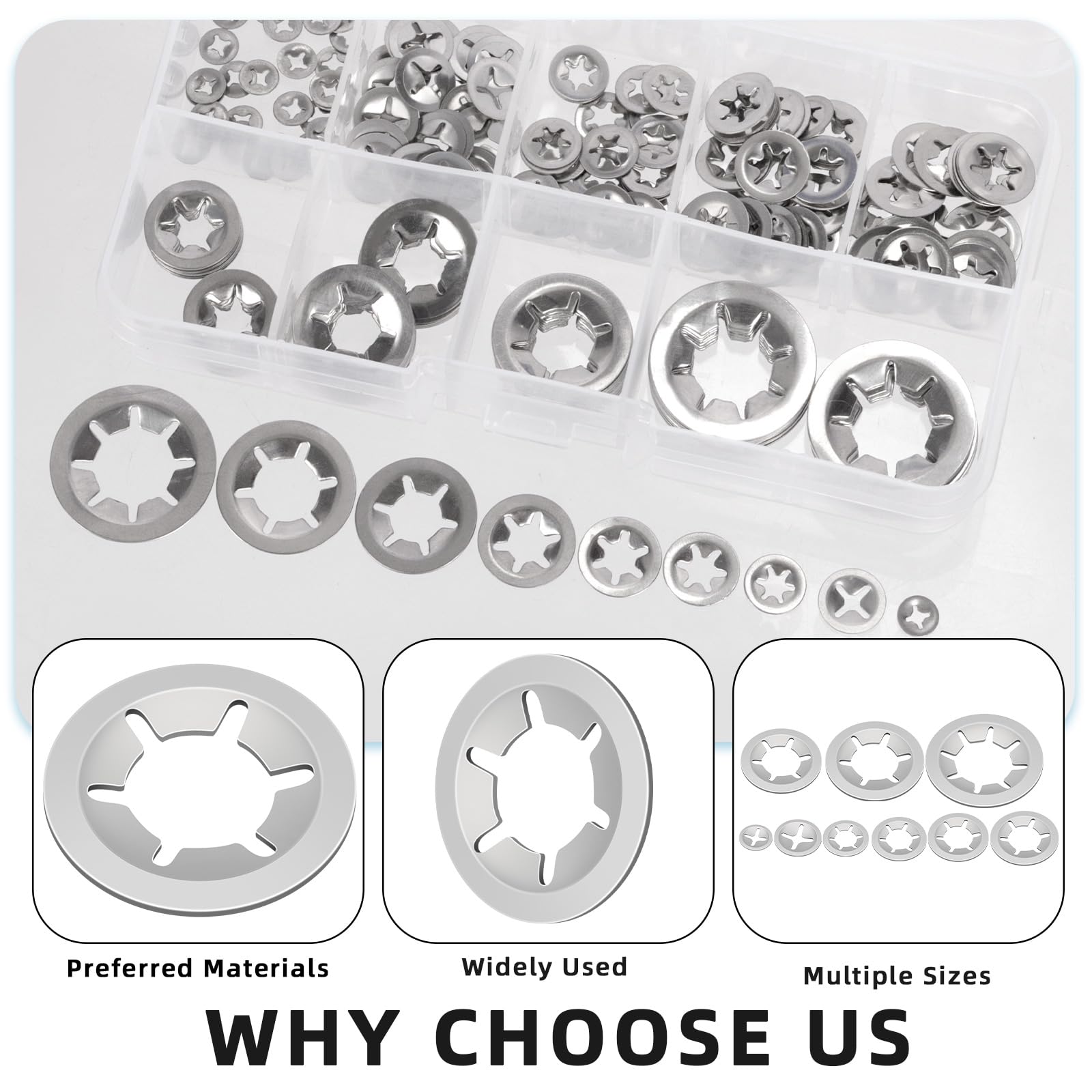 Mikiotto 210pcs Metric M2 to M12 Stainless Steel Internal Tooth Star ...
