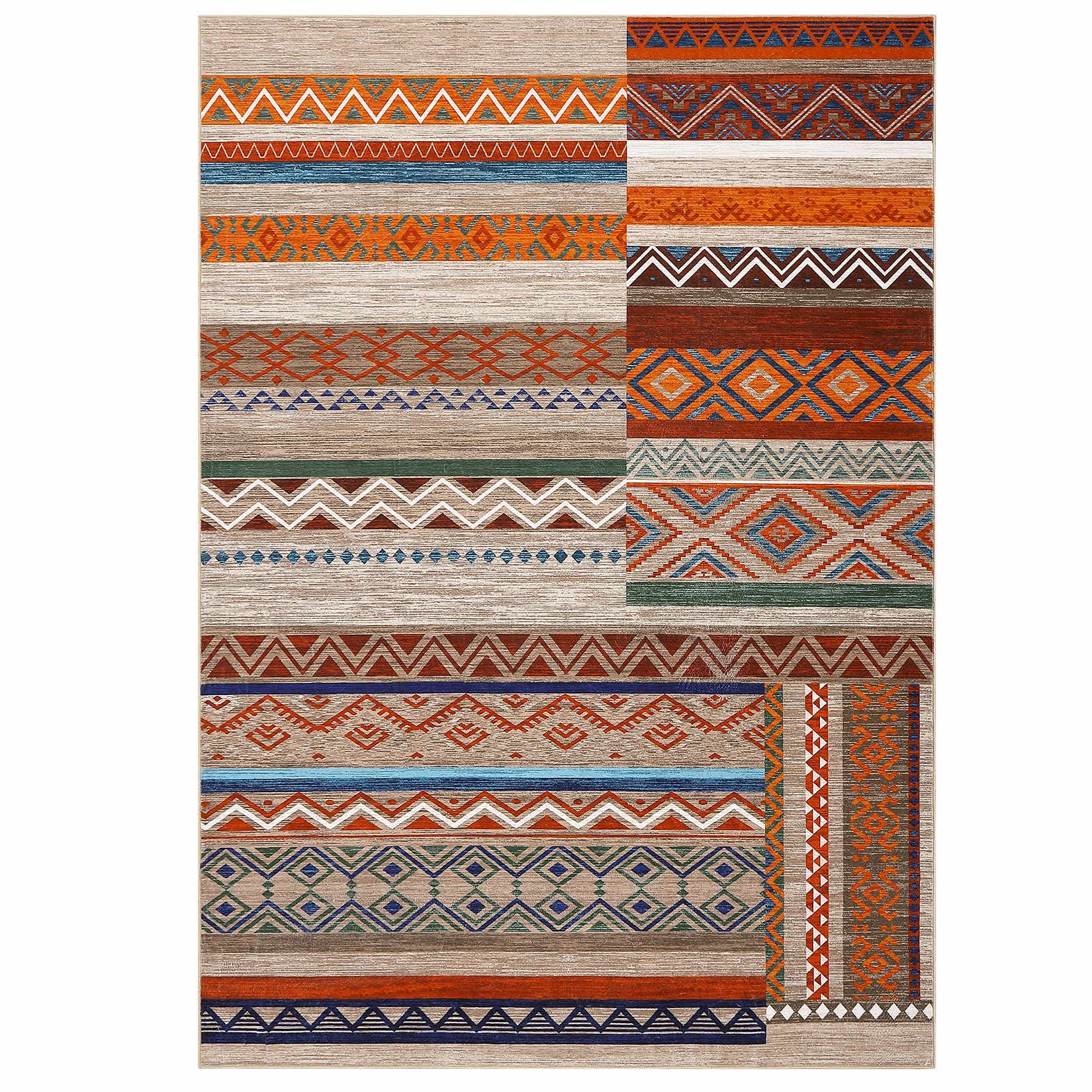 Qeetex SUNNY-PHO-16M4W4MO 10 x 13 ft Polyester Multi Color Rectangular Bedroom Dining Room Living Room Geometric Modern Farmhouse Area Rug