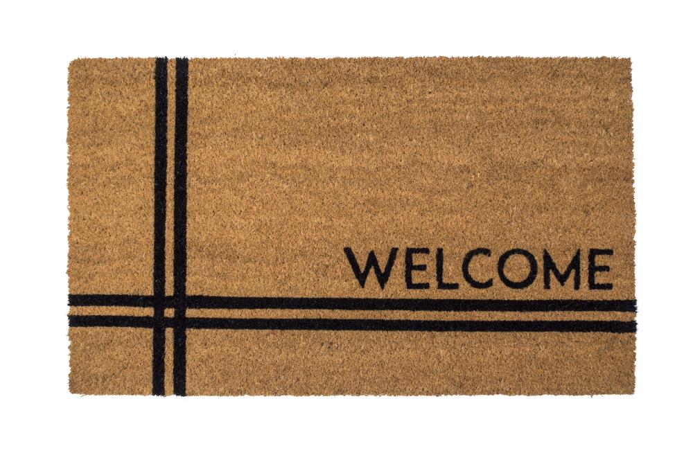 Entryways 505EB18X30 2-ft x 3-ft Natural Coir/Black Rectangular Outdoor Decorative Welcome Door Mat