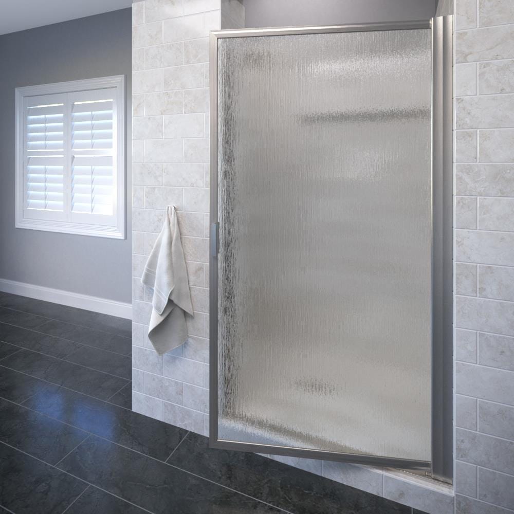 Basco SOPN00A2963RNBN Sopora Brushed nickel 27-1/4-in to 29-in W x 63.5-in H Framed Pivot Shower door 3/16-in Thick Frosted/Patterned Glass