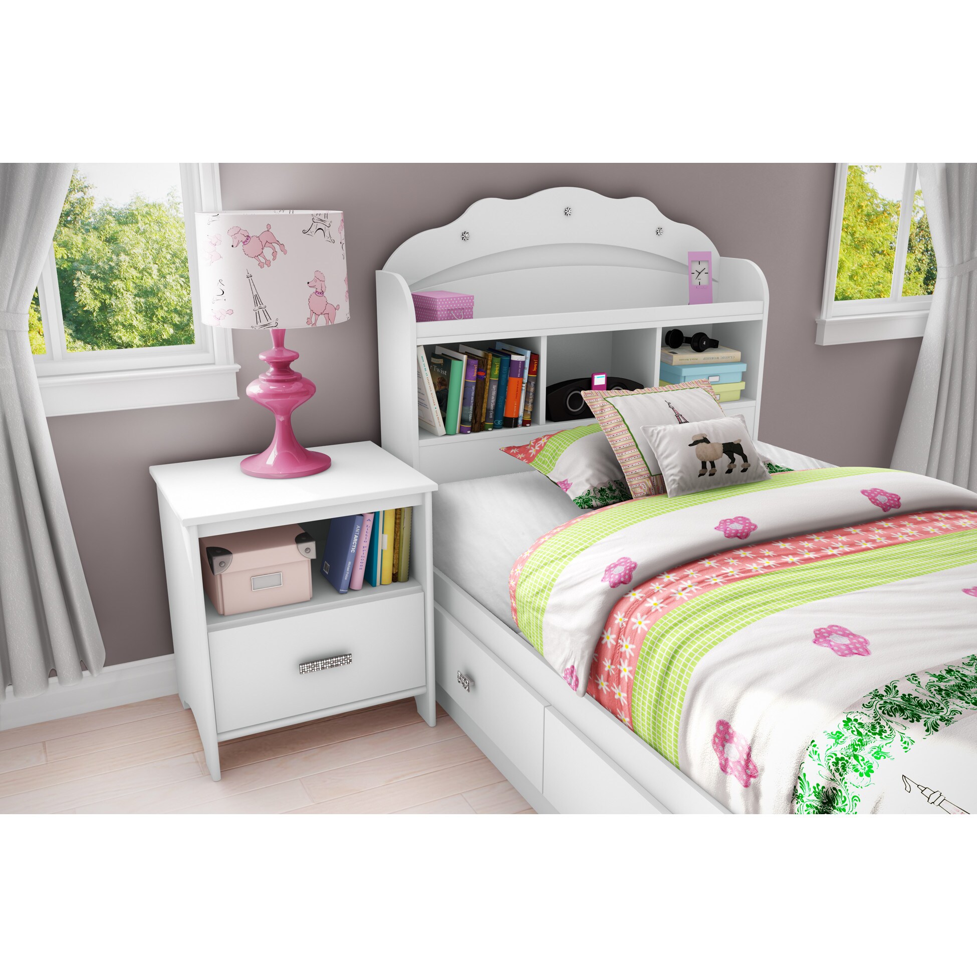 South Shore Furniture Tiara Pure White Twin Composite Platform Bed with Storage in the Beds department at Lowes
