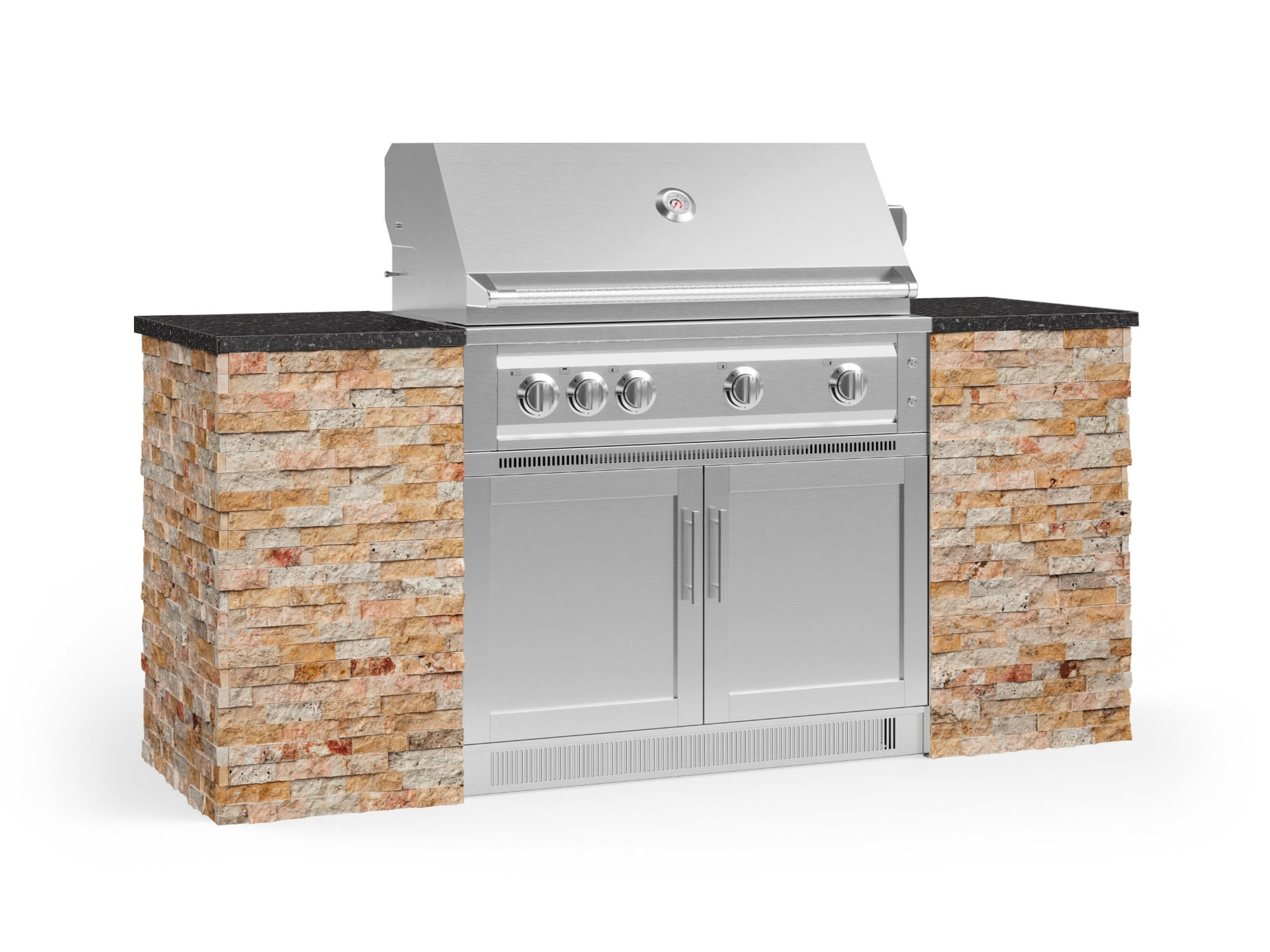 NewAge Products 68589 Signature Series Cabinets Platinum Grill 6 -Piece 79.16-in W x 25.5-in D x 51-in H Modular Outdoor Kitchen Set 5 Burners