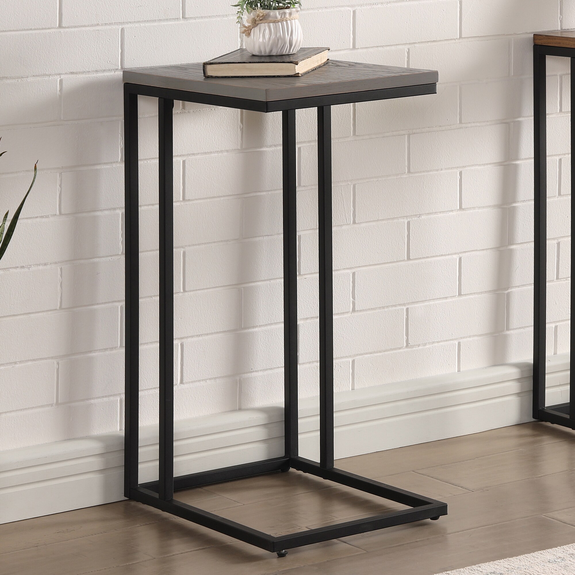 Furniture of America IDF-AC386GY St. Cormus 16.5-in W x 26-in H Antique Gray and Black Wood veneer Rectangular Rustic End Table Assembly Required