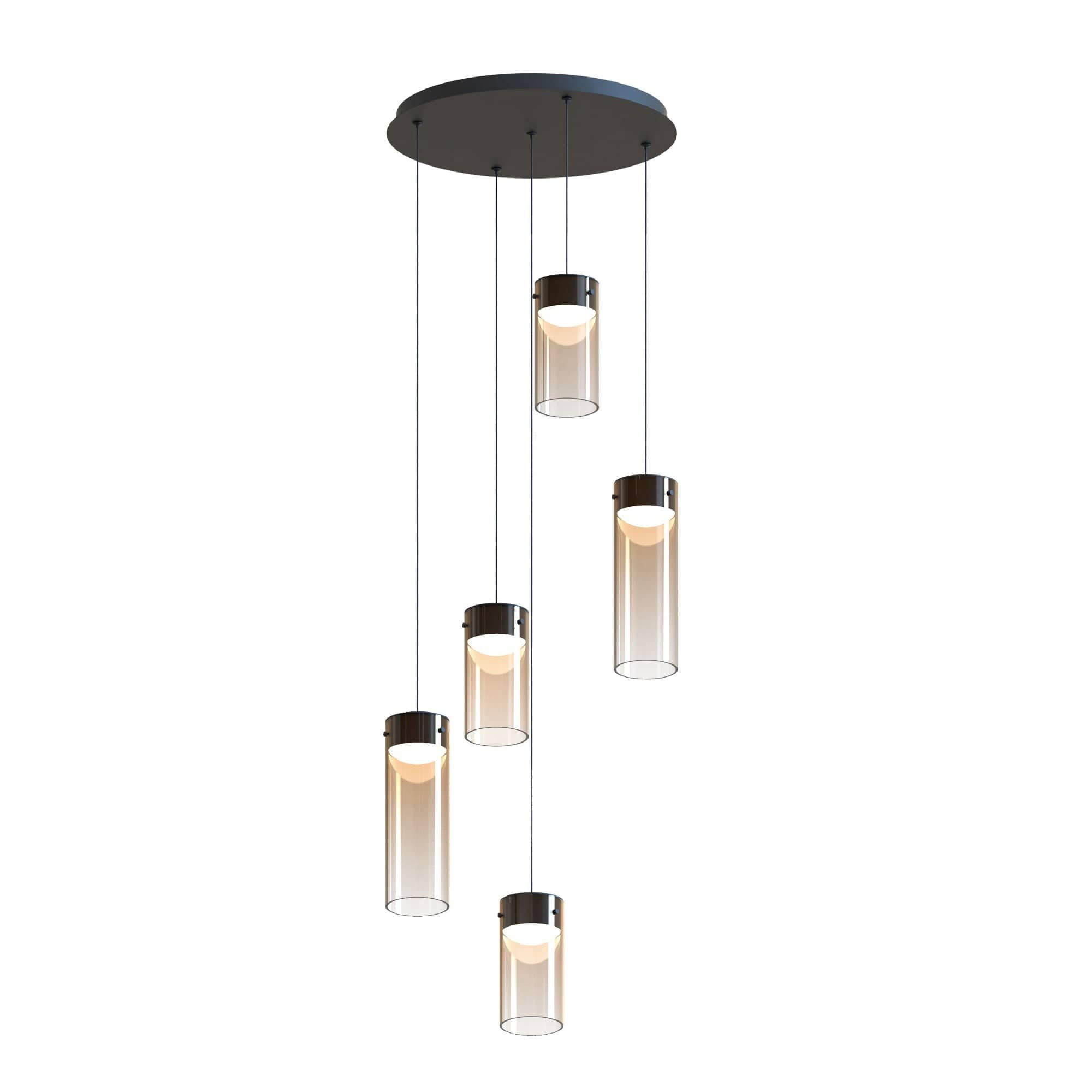 ET2 A-ET2-E21185-05GM Highball 5 - Light Gunmetal Iron Darkgray Contemporary - LED Glass And Polycarbonate And Steel Pendant Light