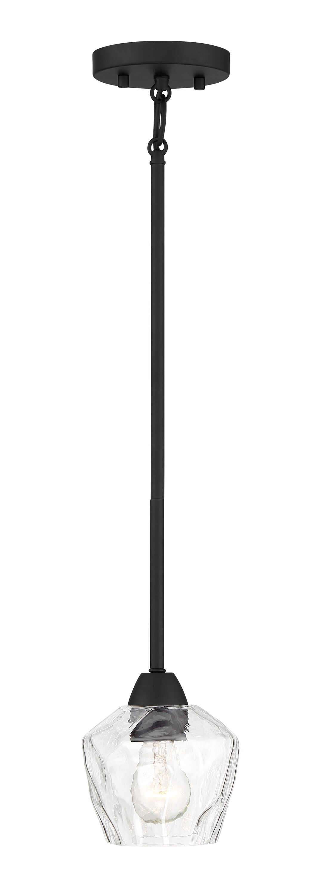 Minka Lavery 2171-66A Camrin Black Transitional Clear glass Globe Mini Hanging Convertible pendant/Semi-flush
