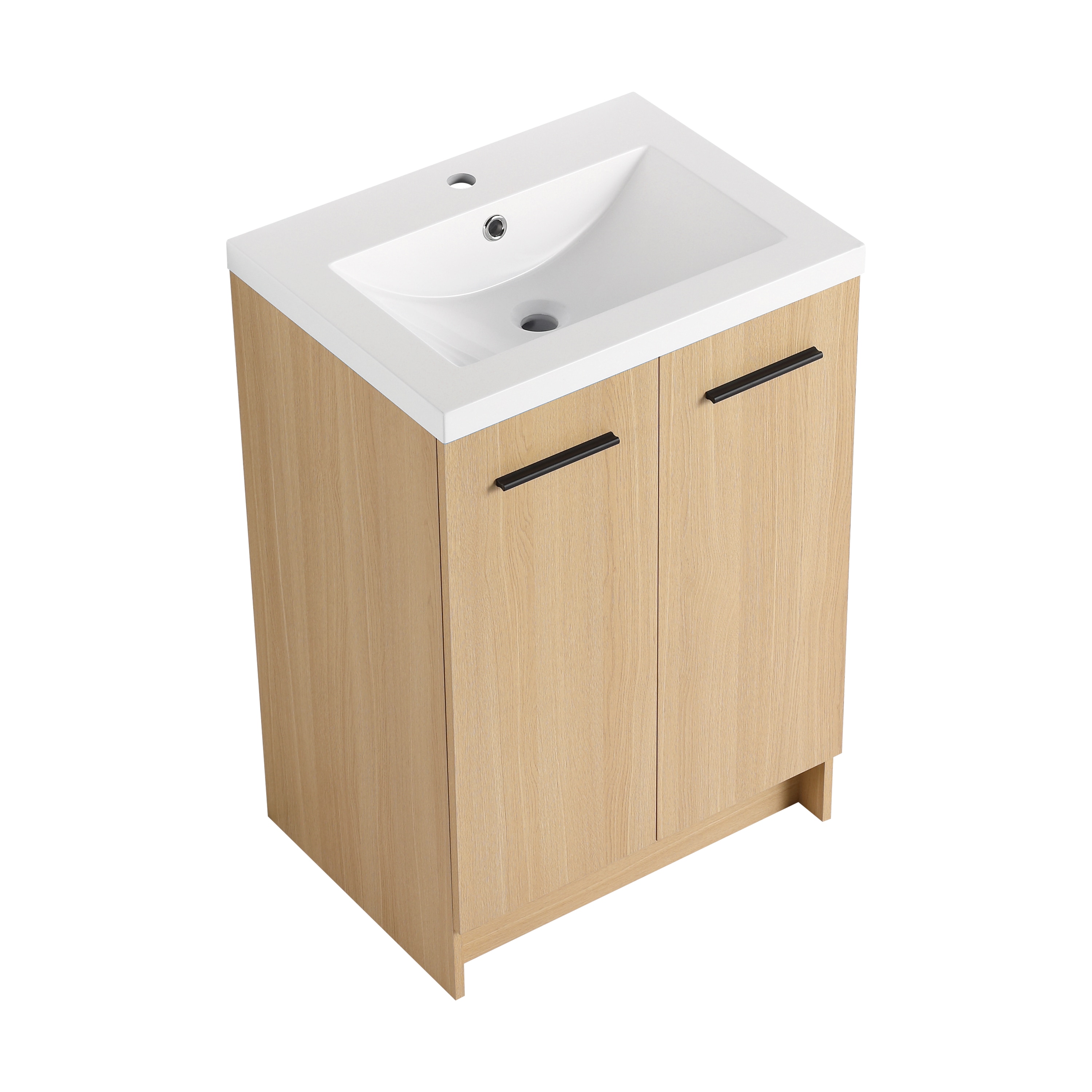 BEARSOLIM 24-in Freestanding Bathroom Vanity with Resin Sink Double Door Storage KD