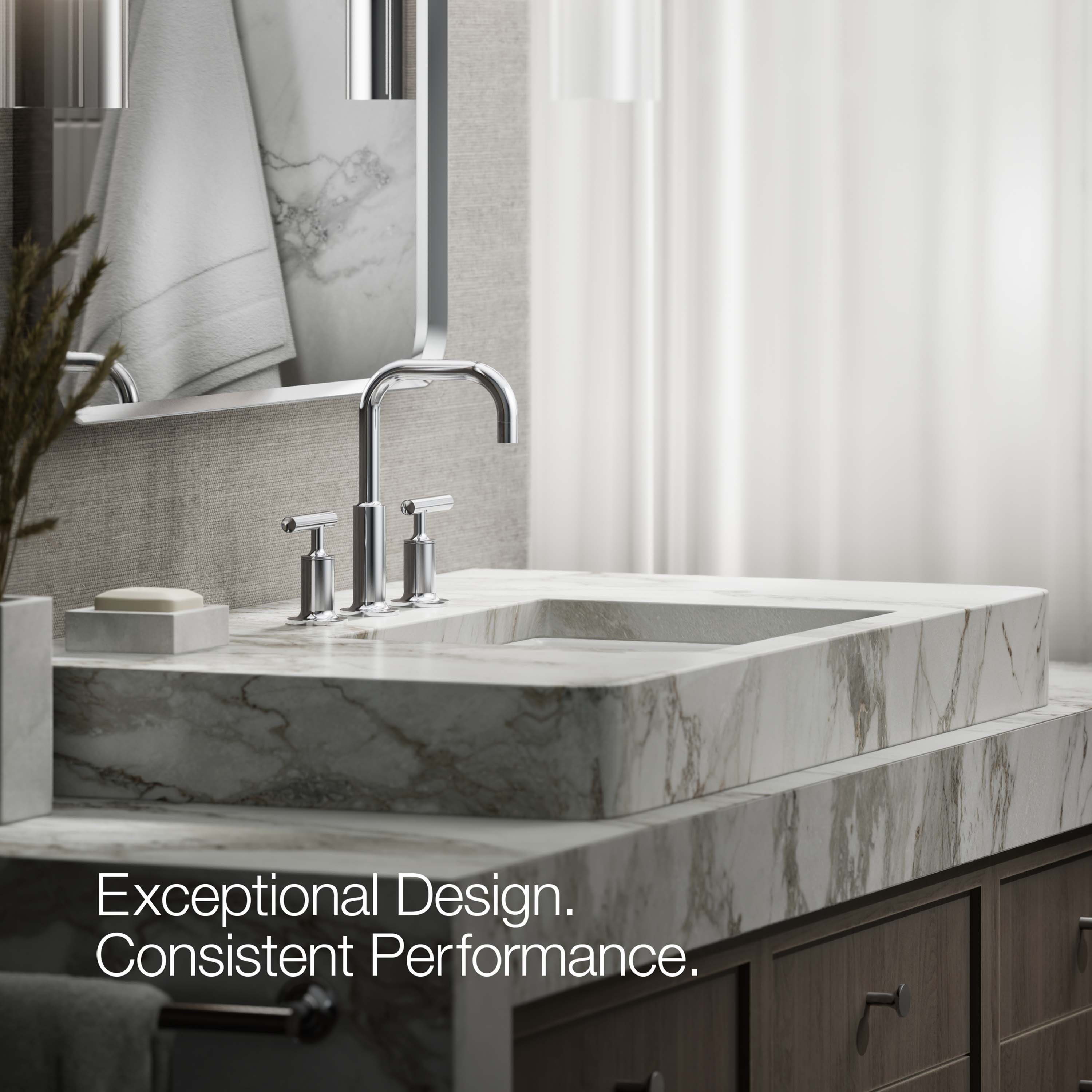 Purist Polished Chrome 8" Widespread Bathroom Sink Faucet with Low Lever Handles