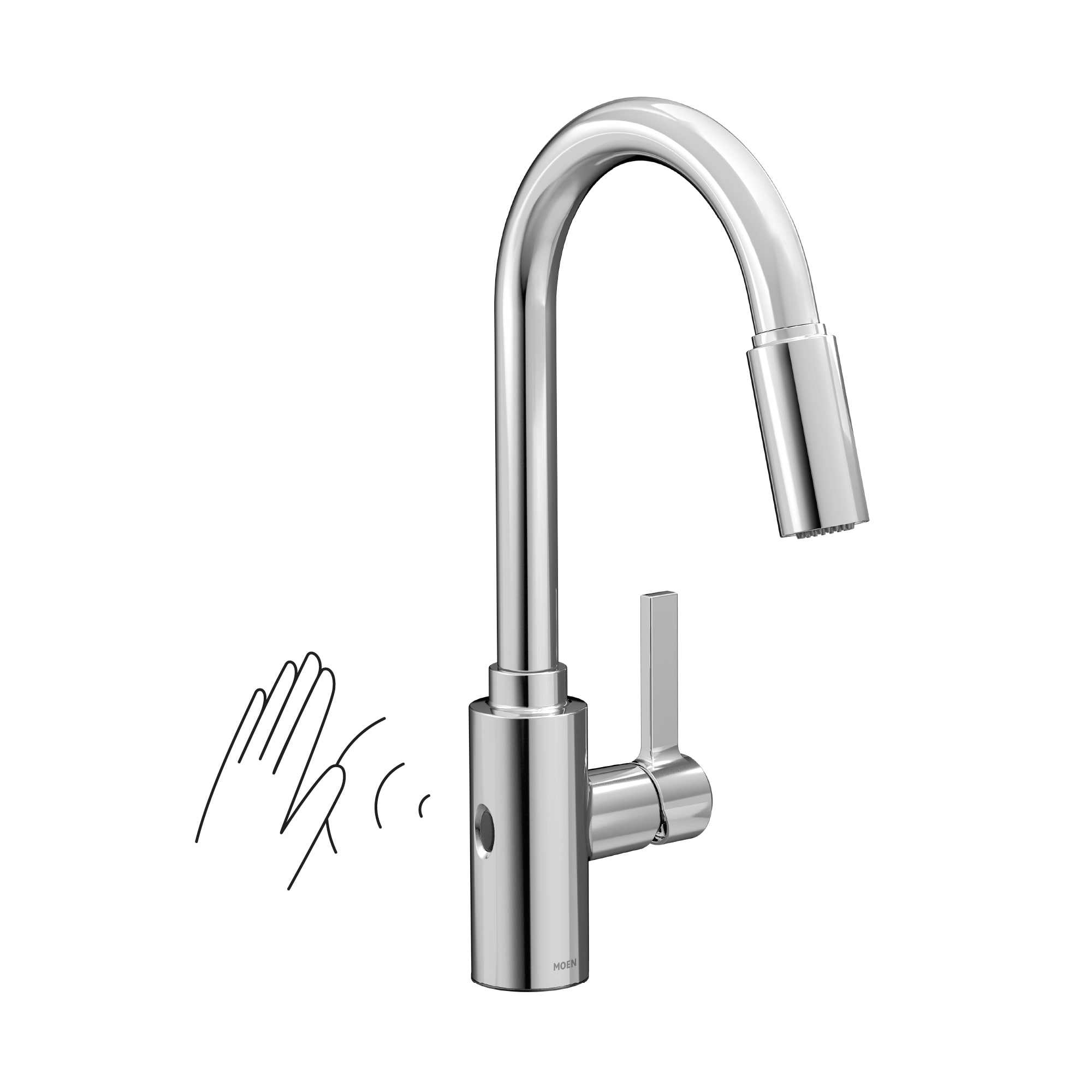 Moen 7882EWC Genta LX Chrome Single Handle Deck-mount Touchless Pull-down Kitchen Faucet with Sprayer