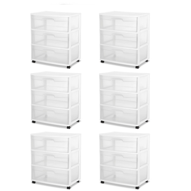 Sterilite 6-Pack White Rolling Storage Drawer Cart 25.62-in H x