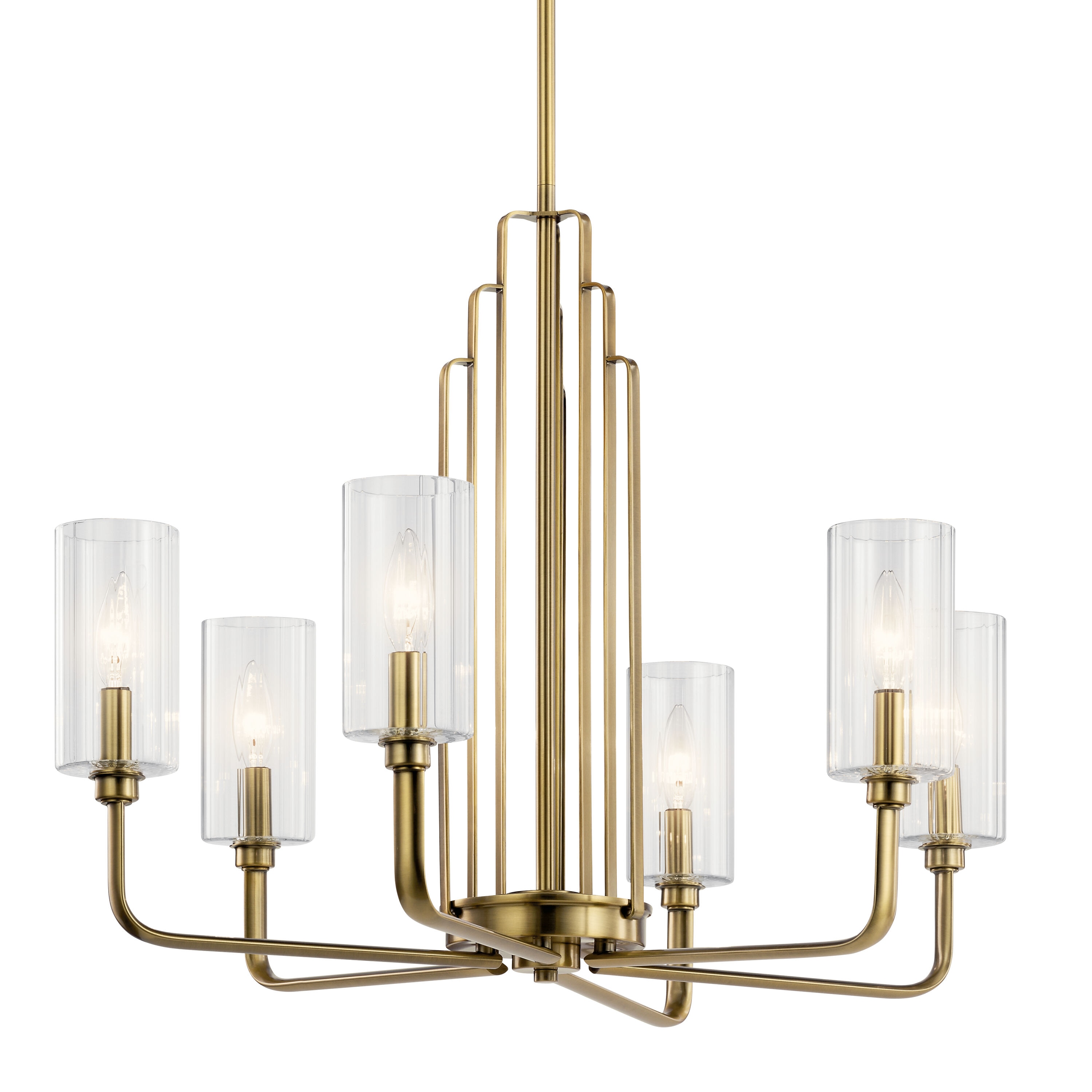 Kichler Kimrose 6-Light Brushed Brass Vintage Led, Dry rated Chandelier ...