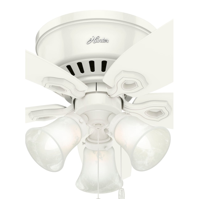 Hunter Builder Low Pro 42 In Snow White Led Indoor Flush Mount Ceiling Fan With Light 5 Blade The Fans Department At Com - Ceiling Fan Light Fixtures Menards