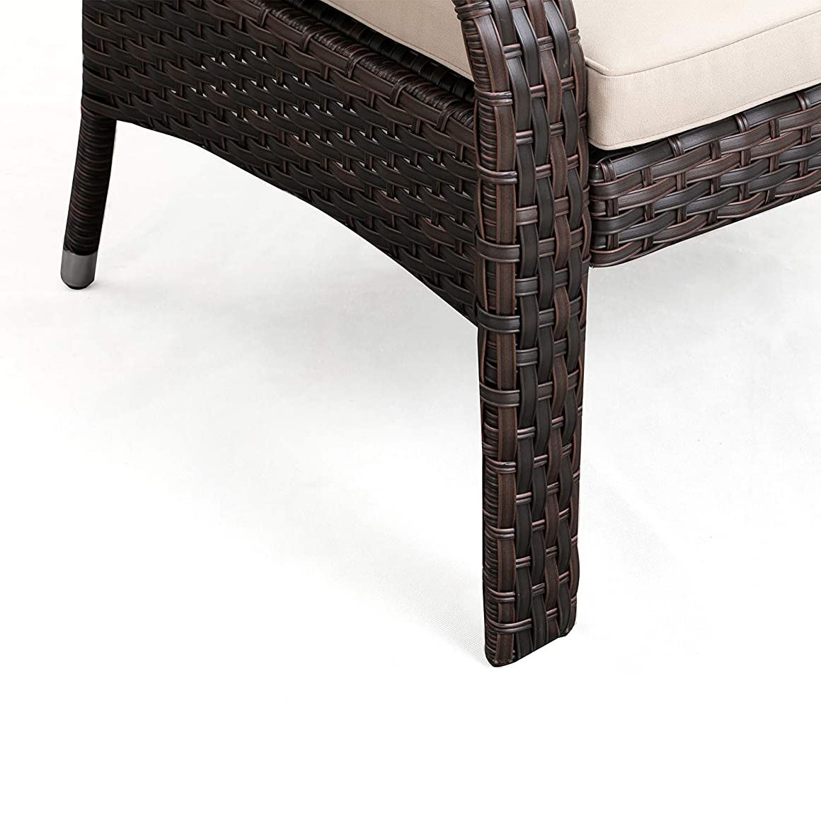 Mocha Resin Wicker 3-Piece Patio Conversation Set with Beige Cushions