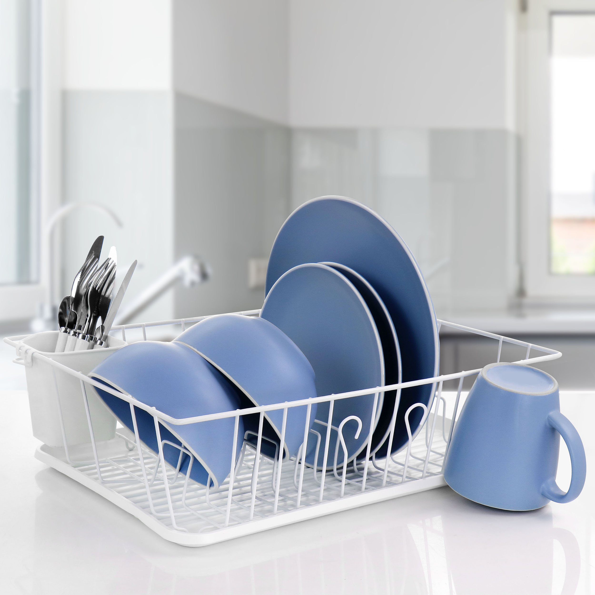 MegaChef 13.5-in W x 17.5-in L x 5.5-in H Metal Dish Rack and Drip Tray ...