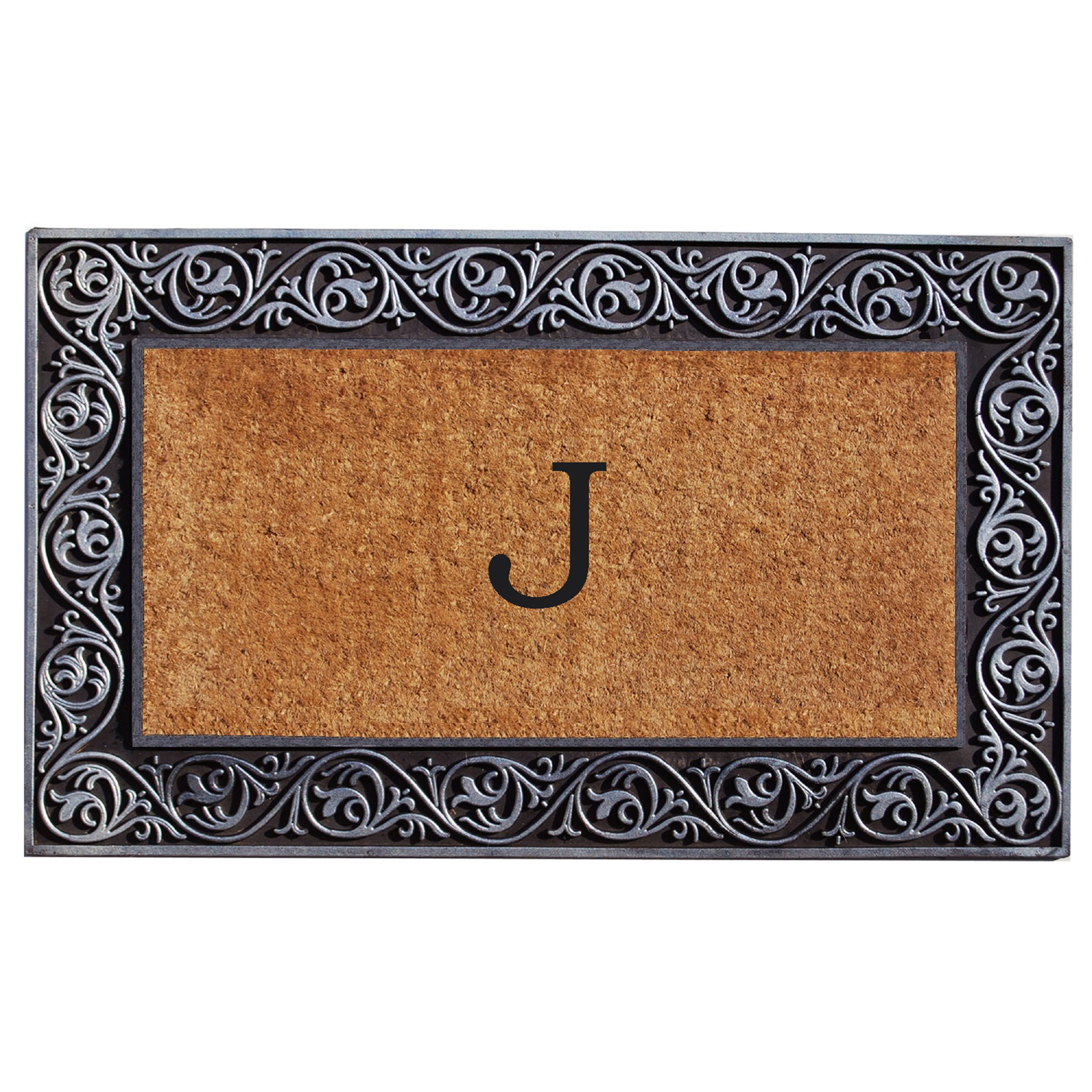 Callowaymills 10002SILVJ 2-ft x 3-ft Natural/Silver Coir/Rubber Rectangular Indoor or outdoor Decorative Door mat