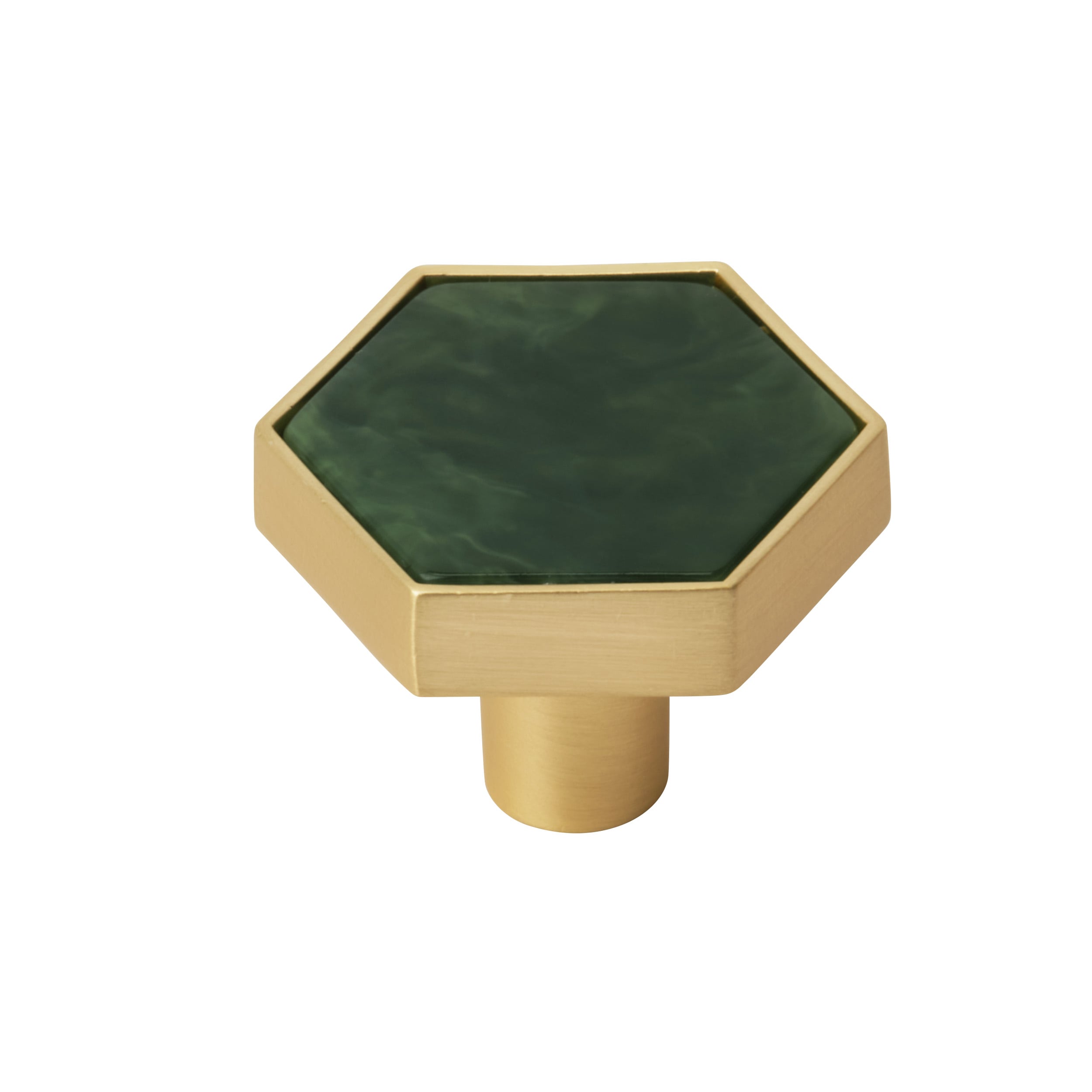 Amerock 2PK36973EMG Accents 1-5/16-in Gold and Emerald Green Hexagonal Contemporary Cabinet Knob 2 -Pack