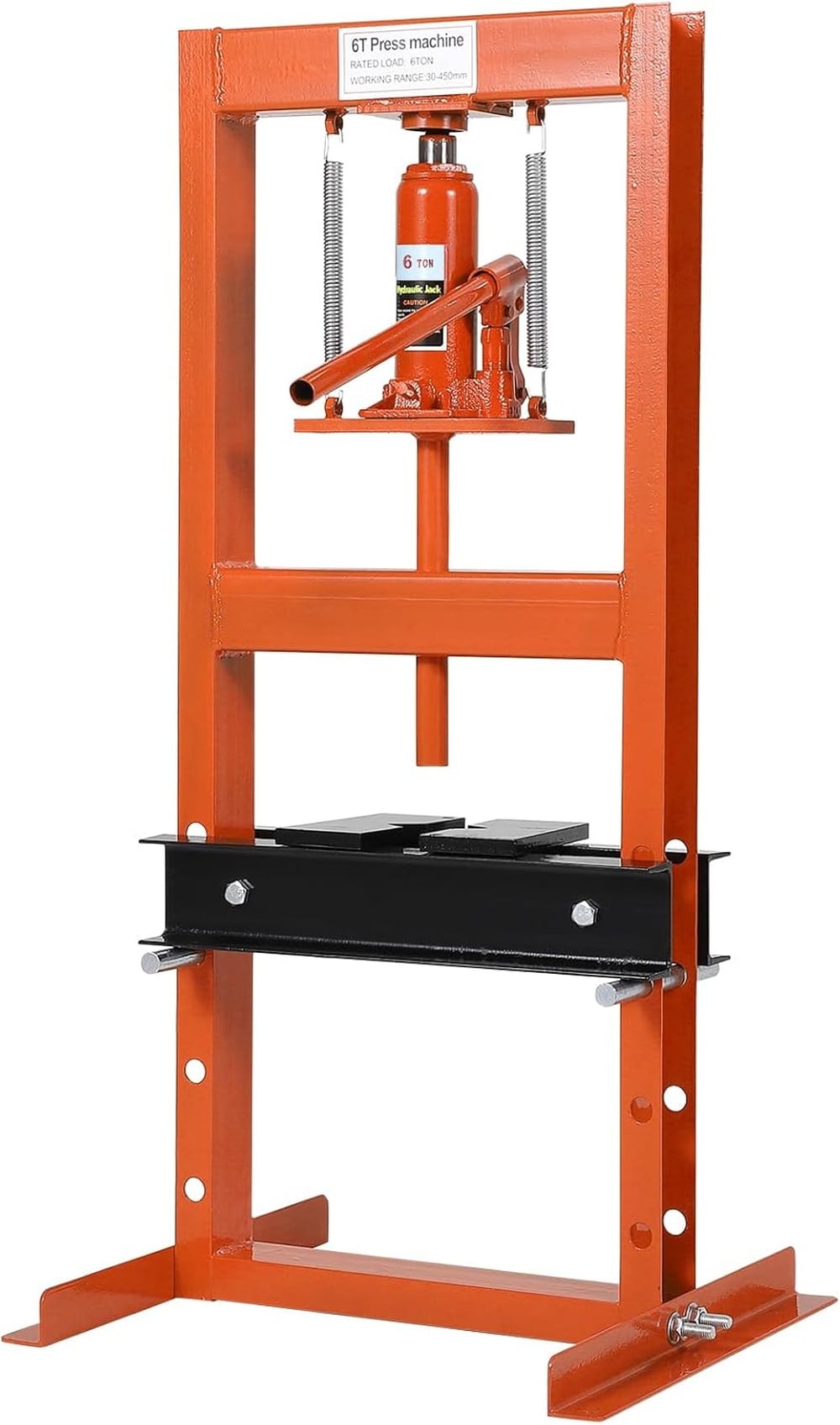 GAOMON 6 Ton Q235 Benchtop Hydraulic H Frame Garage Shop Press with Dust Protection Cover Adjustable Working Height and Press Plates for Small Metal Forming Bearing Repair Projects- Orange Black
