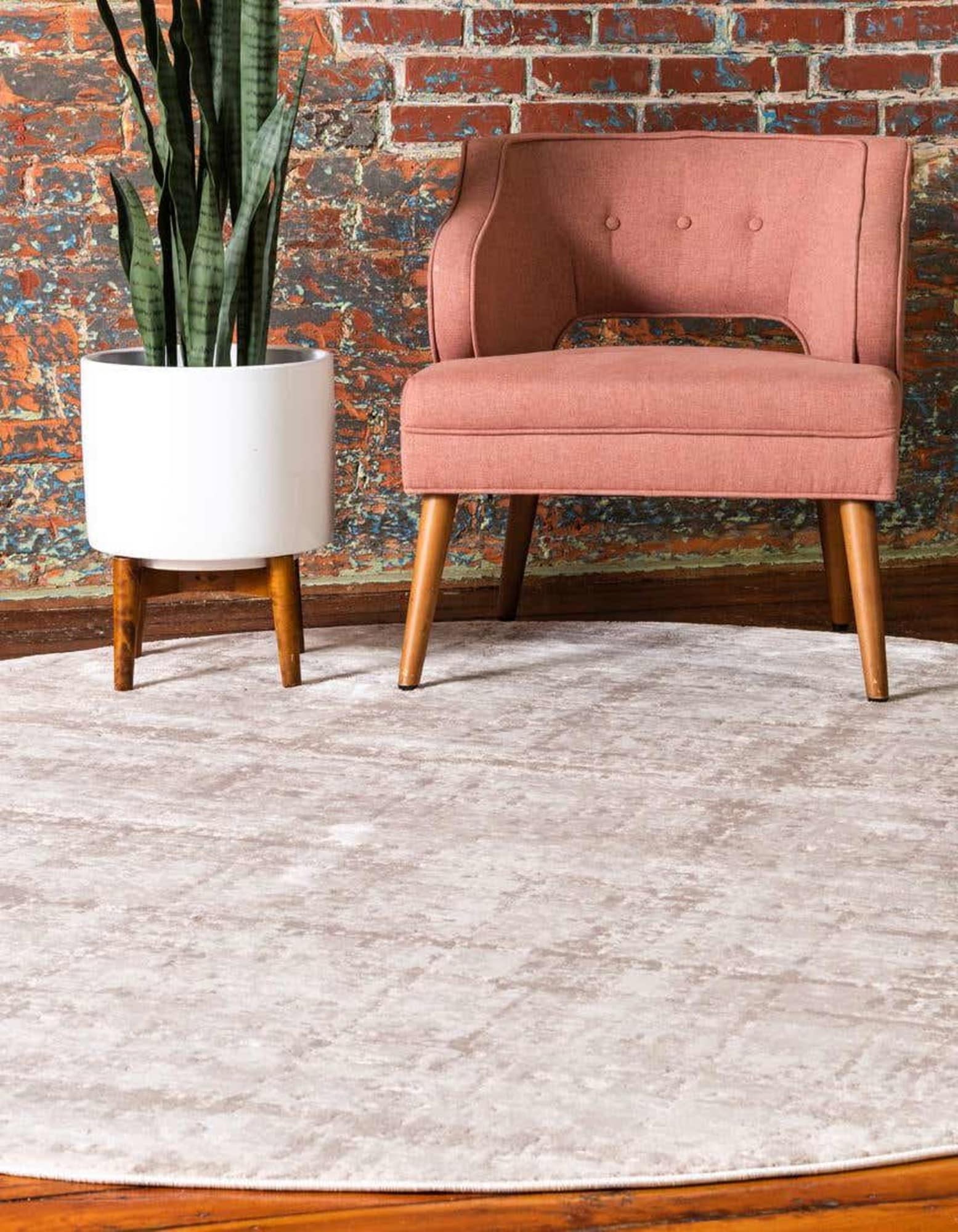 Unique Loom 3186829 Jill Zarin Uptown 5 x 5 (ft) Loomed Polypropylene Beige Round Indoor Stripe Area rug