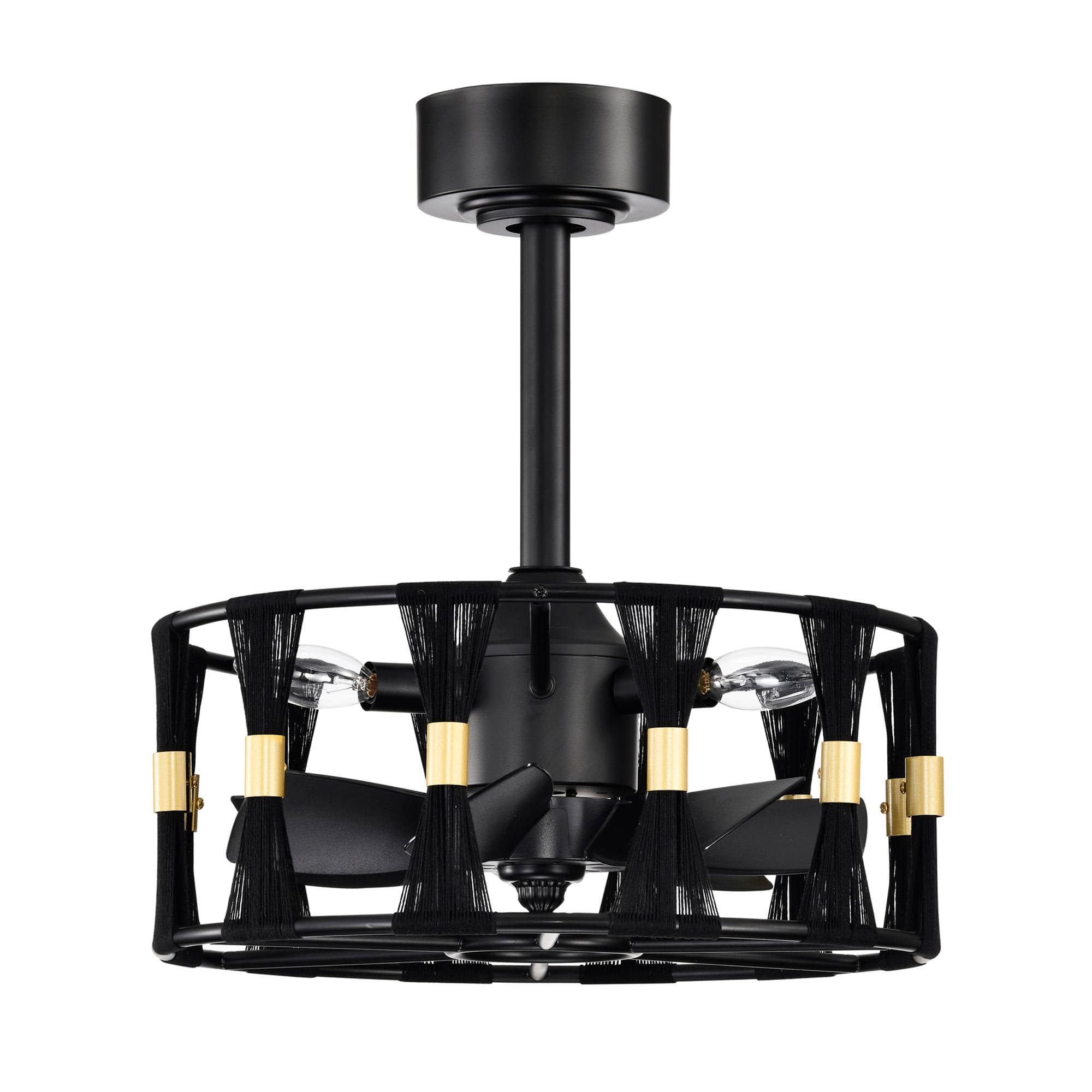 Warehouse of Tiffany DM05M05BG 15.7-in Black with Black Blades Ceiling Fan With Light - Remote Included ( 7 -Blade )