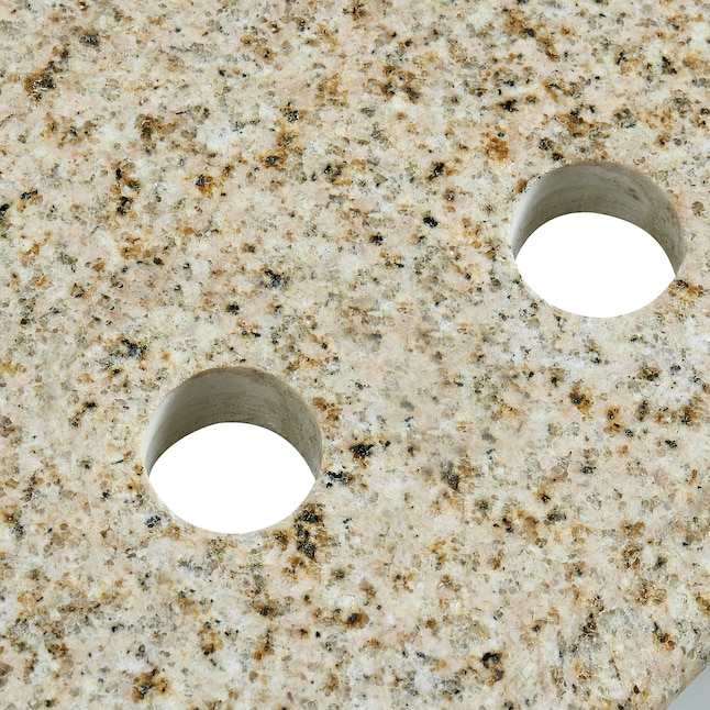 49 in. W Granite Vanity Top in Montesol with White Bowl and 8 in. Faucet Spread 49 in. W Granite Vanity Top in Montesol with White Bowl and 8 in. Faucet Spread