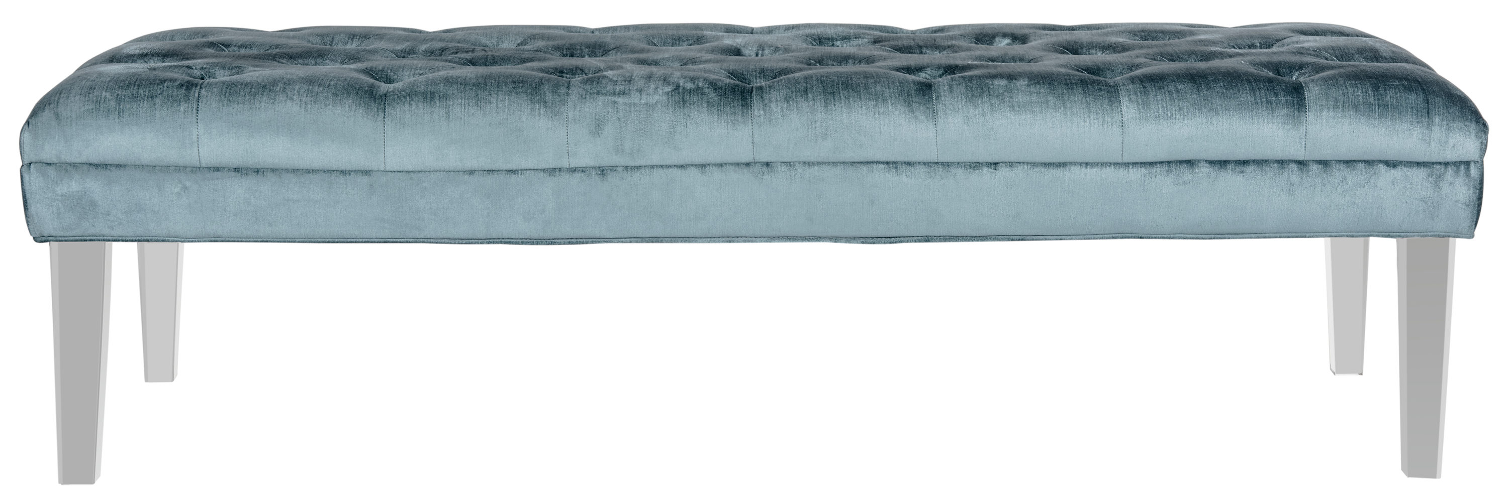 Abrosia Cyan Transitional 63'' Tufted Bedroom Bench with Acrylic Legs