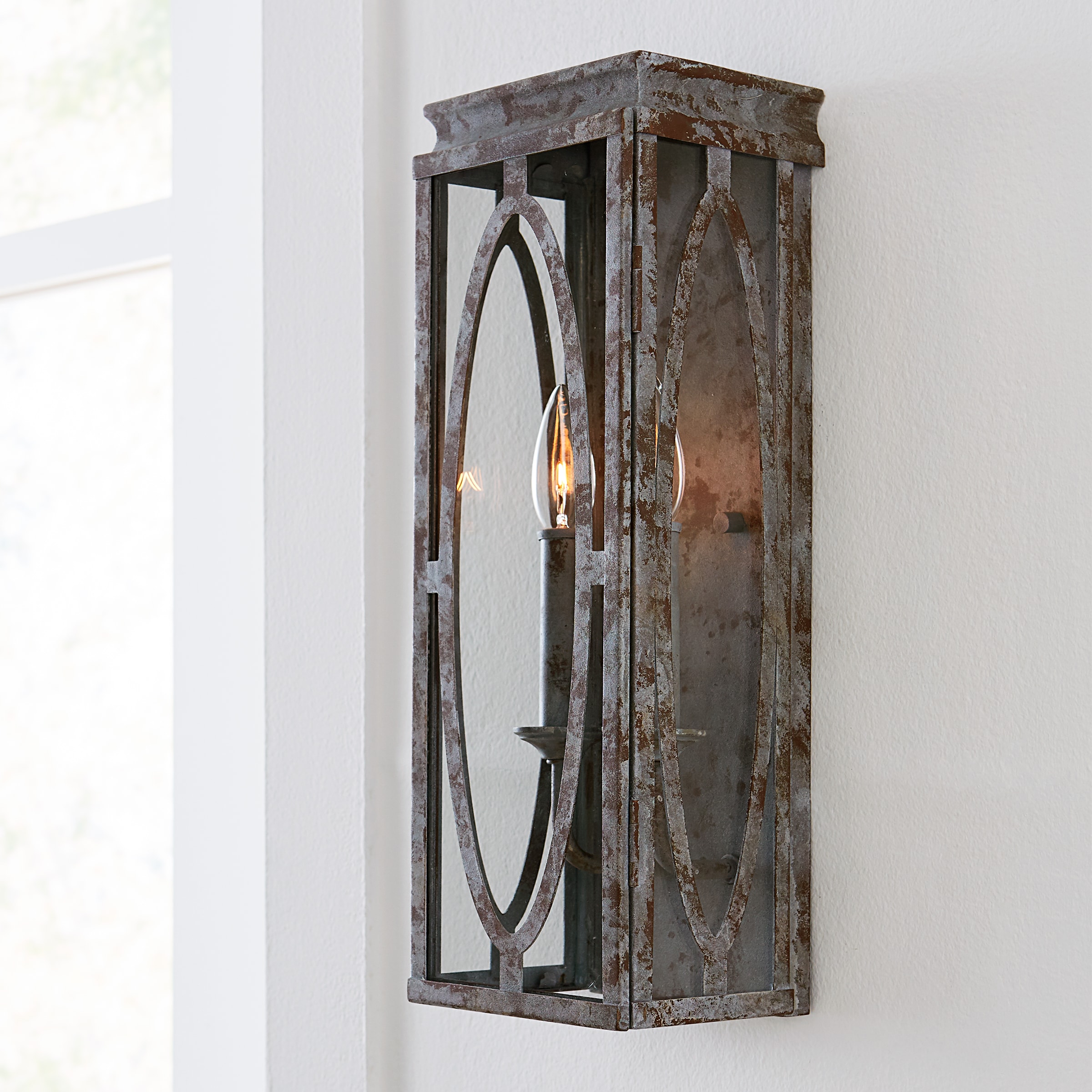 Patrice Deep Abyss 2-Light Rectangular Wall Sconce with Clear Panels