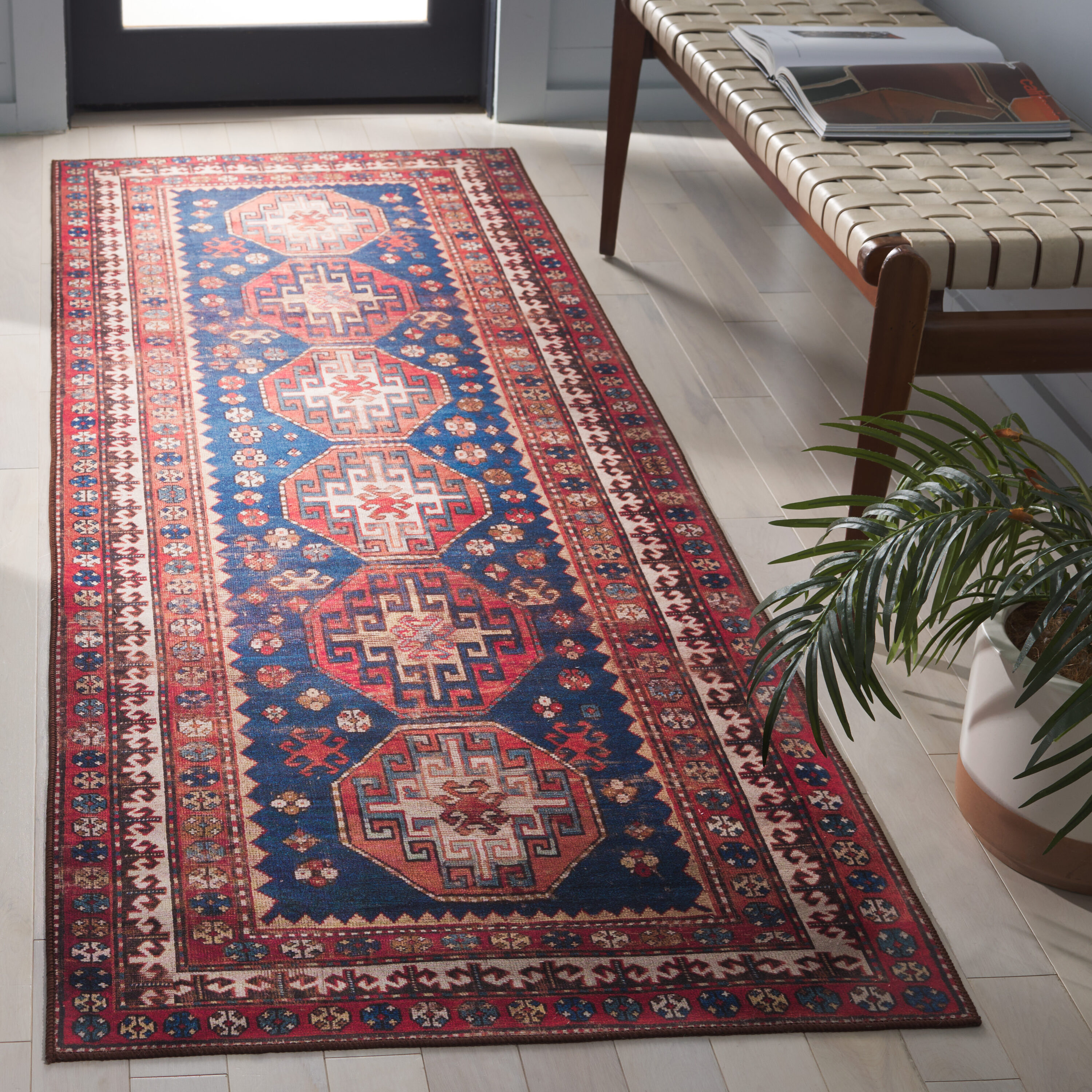 Tucson 203N Navy/Rust 2ft-6in x 8ft Antique Rug