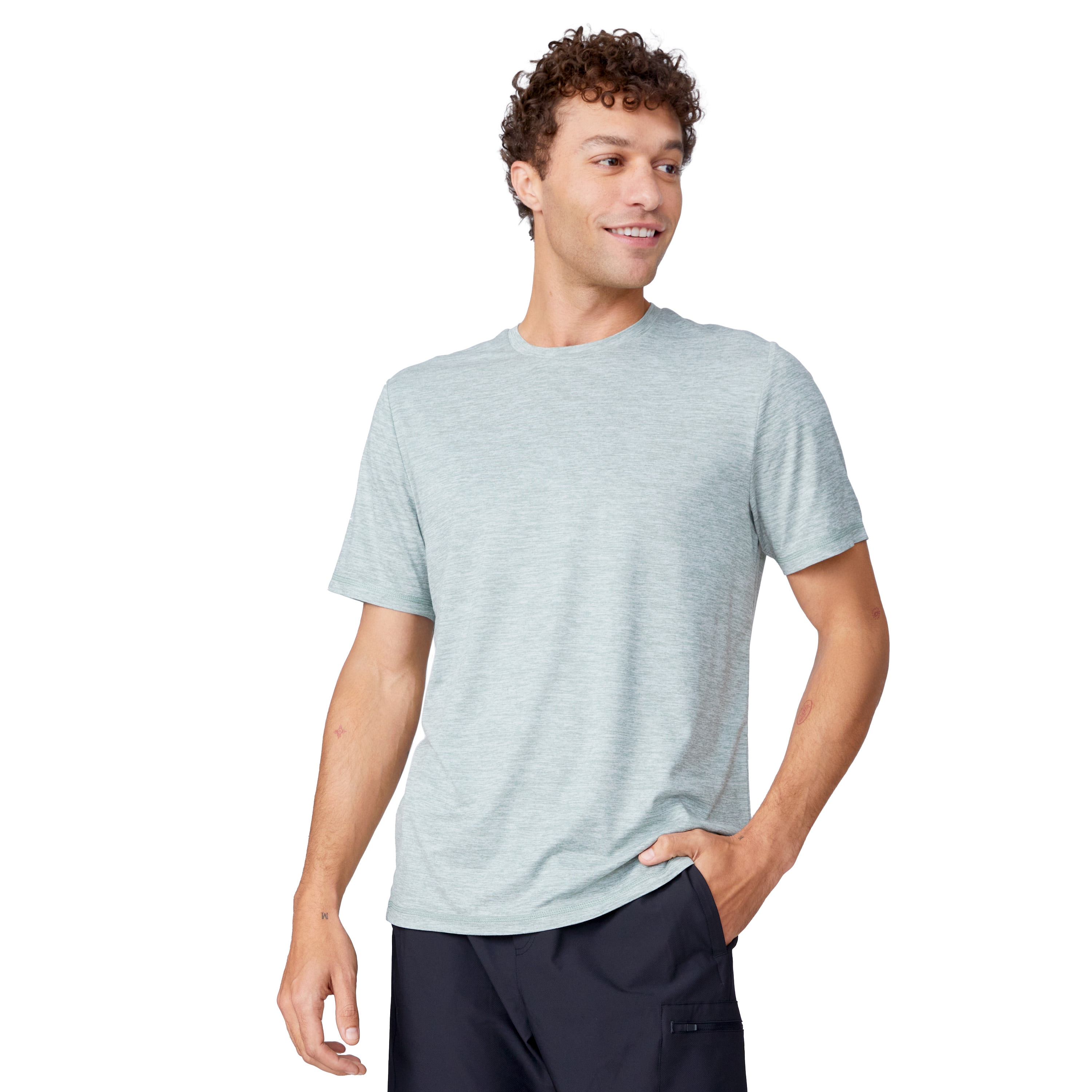 Free Country Men's Green Knit Short sleeve Solid T-shirt ( XL ) #15LMAS5412-BASIL-XL