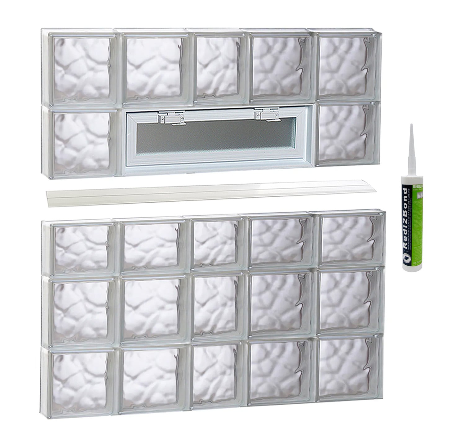 REDI2SET V3838DC Wavy Glass 36-3/4-in x 36-3/4-in Frameless Replacement Vented Glass Block Window