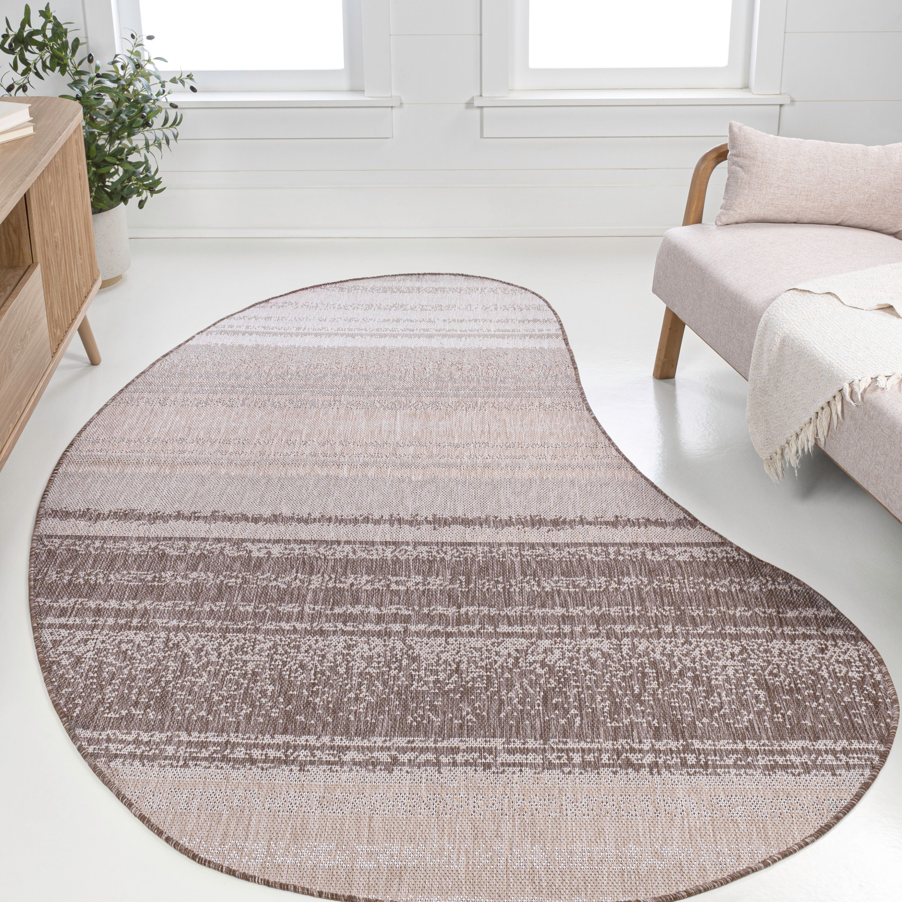 JONATHAN  Y SHP102A-8 SHAPES Evan Rustic Organic Curve 8 x 10 (ft) Polypropylene Gradient Brown Rectangular Indoor Abstract Coastal Area rug